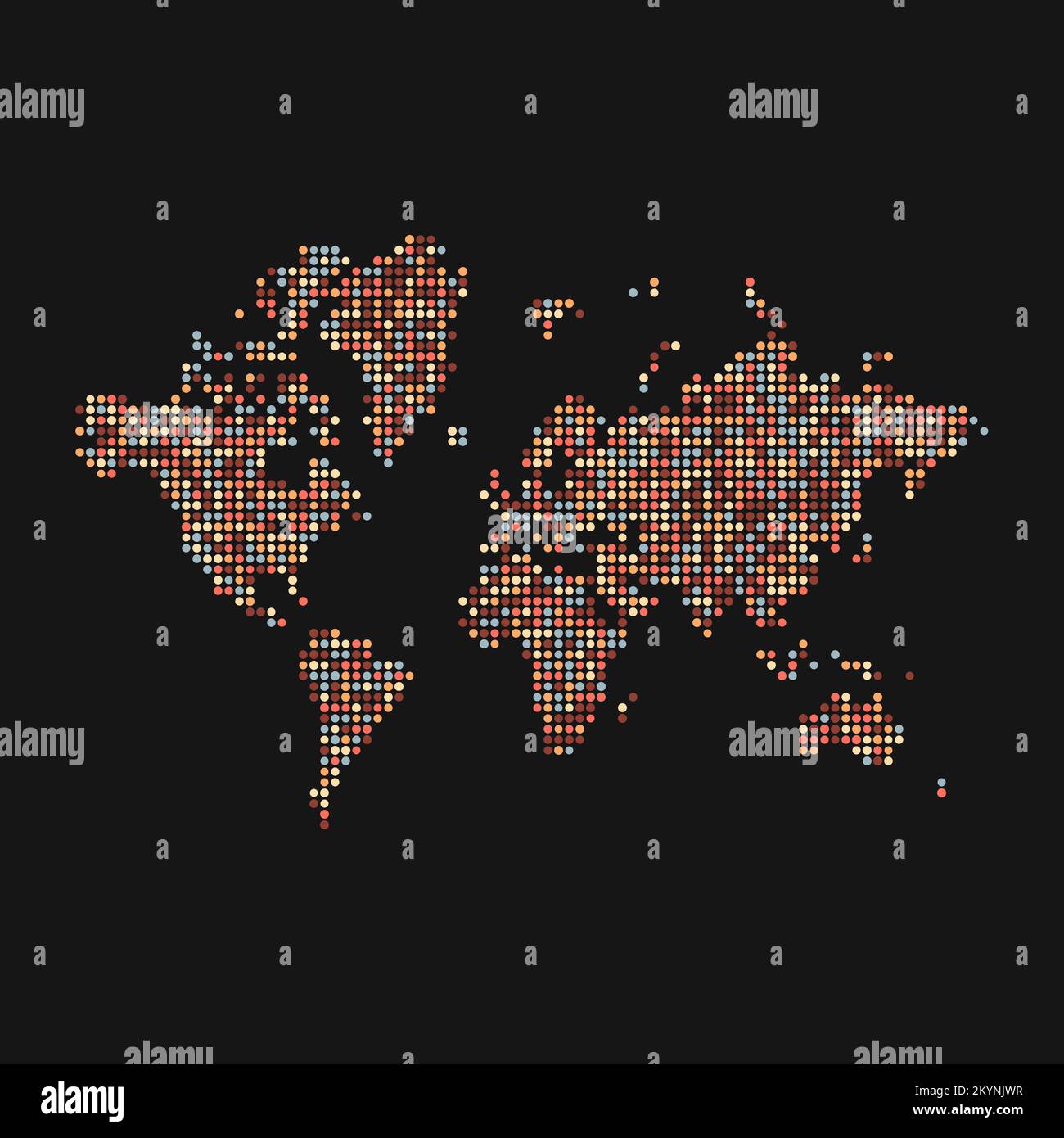 World 2 Silhouette Pixelated generative pattern map illustration Stock ...