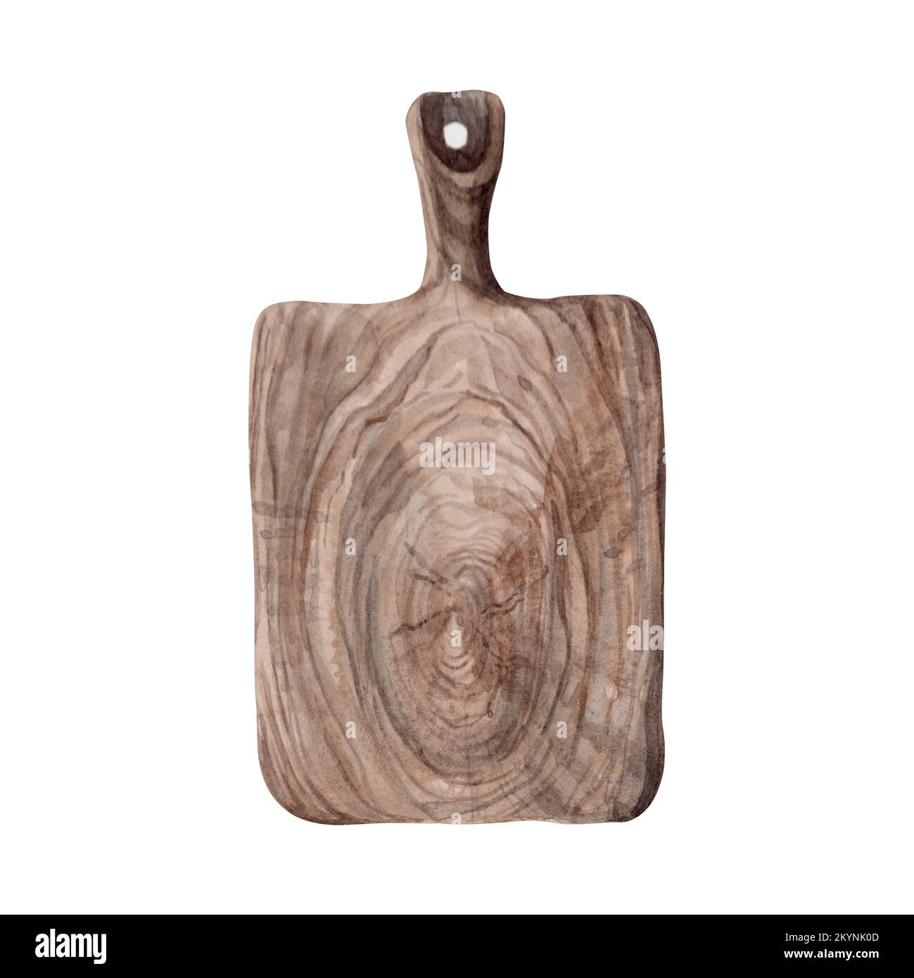 Cutting board. Watercolor. Isolate. Illustration for clipart. Designed