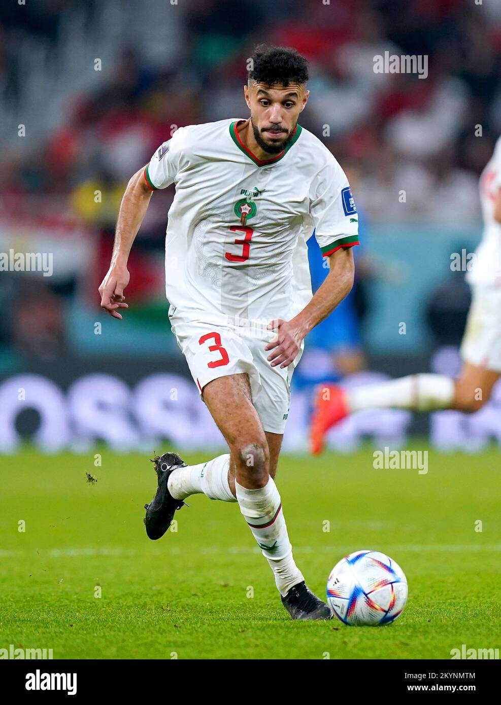 Morocco's Noussair Mazraoui during the FIFA World Cup Group F match at
