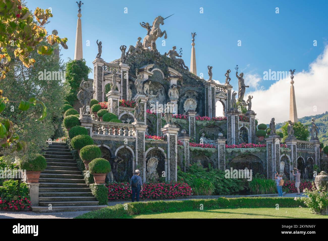 Isola Bella Lake Maggiore, view in summer of the Teatro Massimo - the famous terraced garden in Isola Bella, Borromeo Islands, Lake Maggiore, Italy Stock Photo