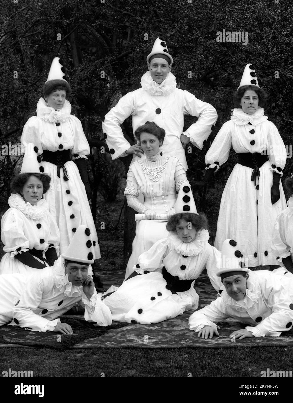 Pierrot clowns in full costume. England, Uk 1905 Stock Photo