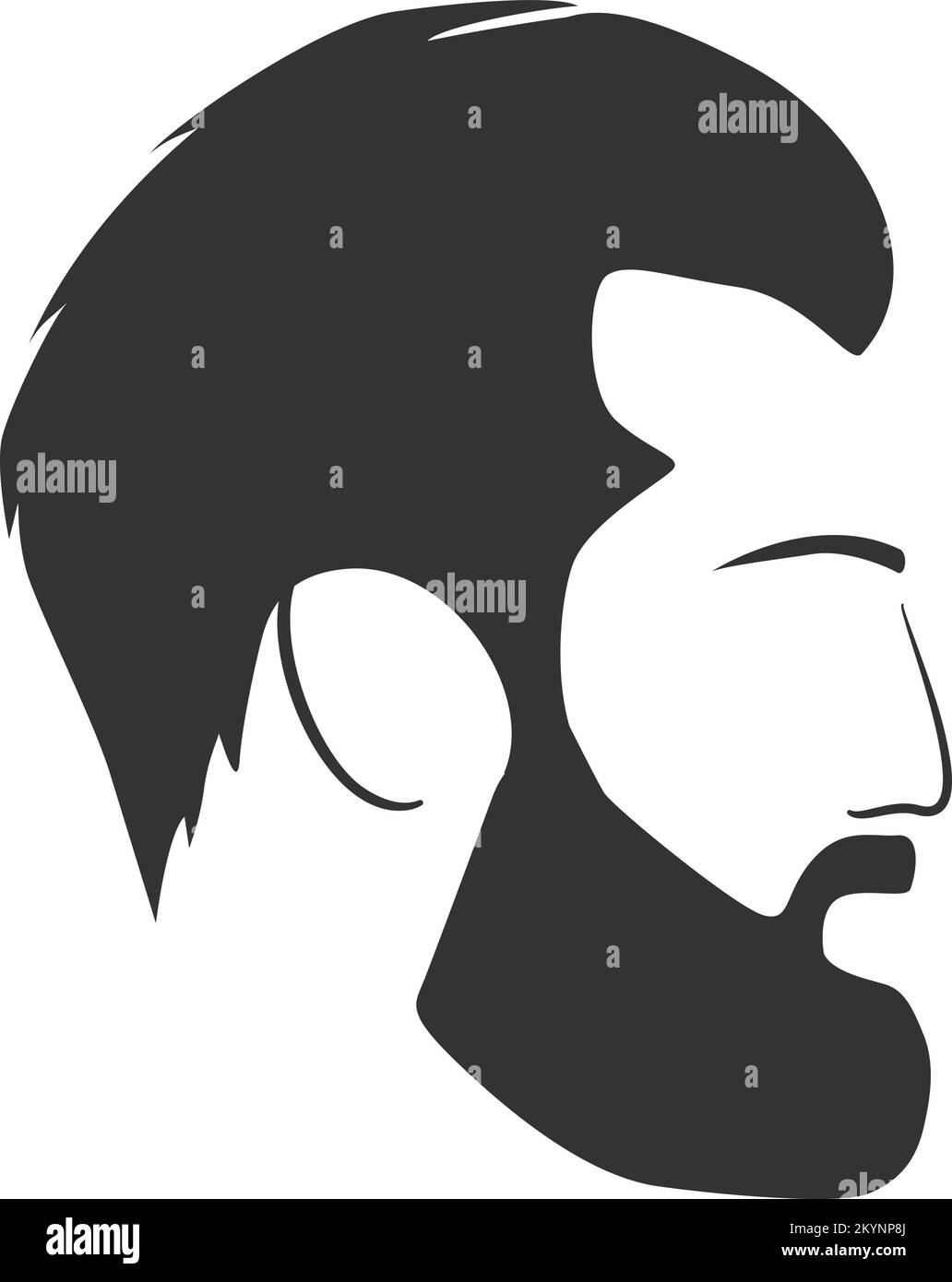bearded hipster man face silhouette, vector illustration Stock Vector