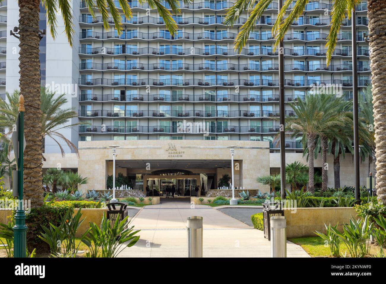 Anaheim, CA, USA November 1, 2022 Exterior of the Marriott Anaheim Hotel building located on