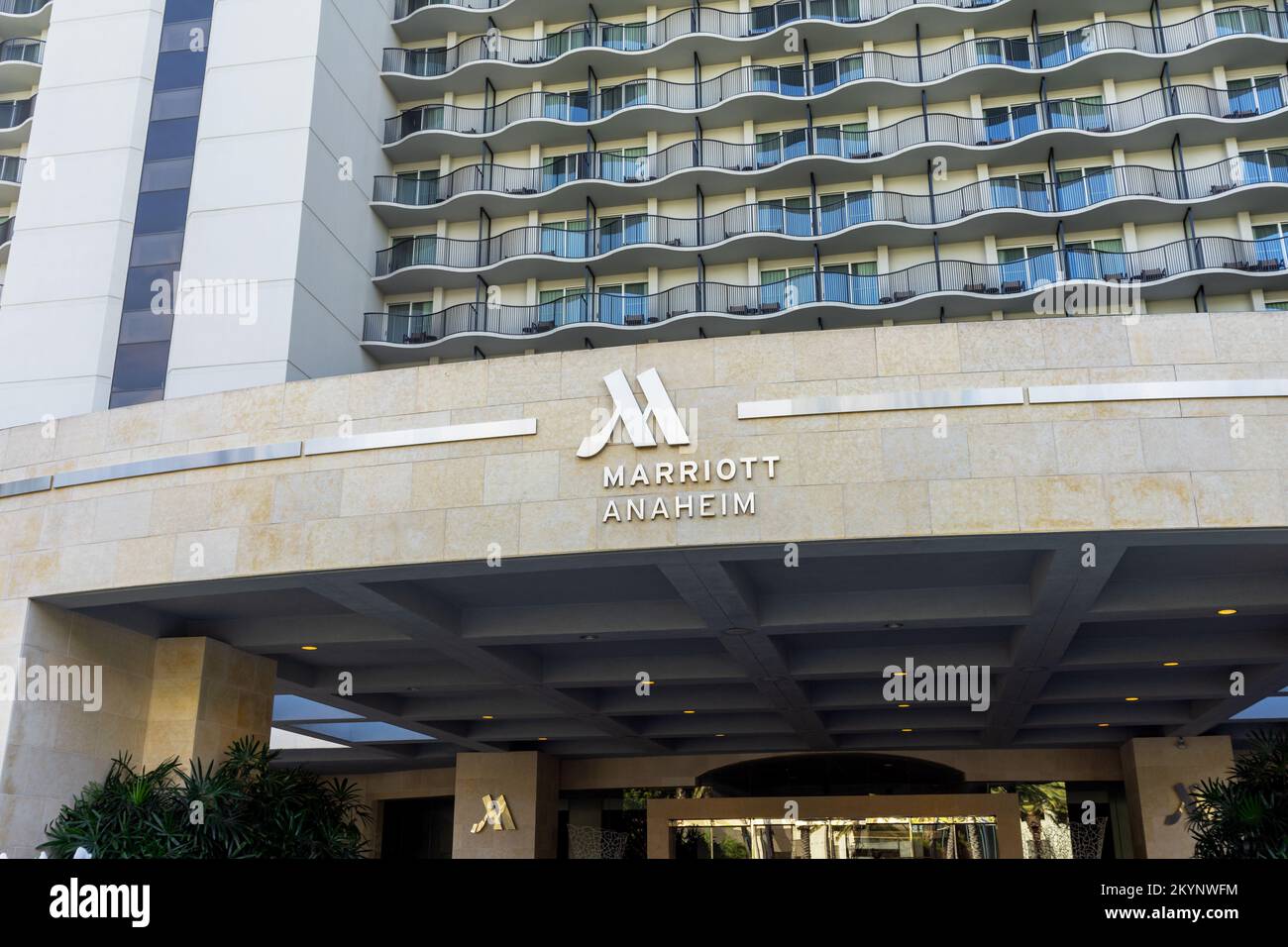 Anaheim, CA, USA November 1, 2022 Exterior of the Marriott Anaheim Hotel building located on