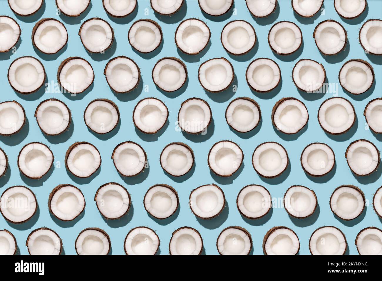 coconuts on a blue background. Stock Photo