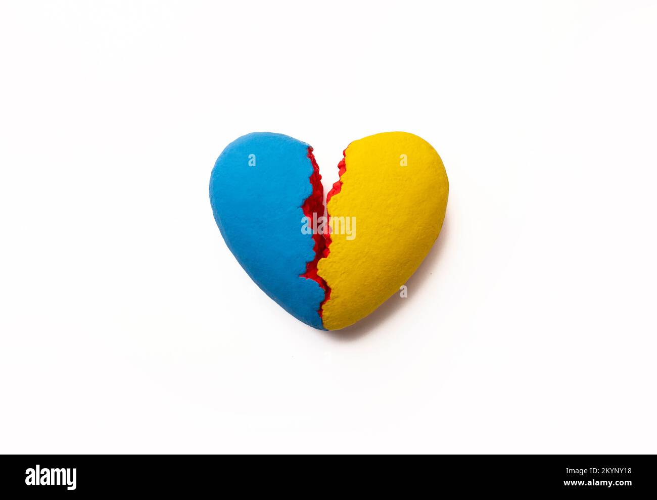 broken heart of ukraine, flag of ukraine, war on a white background