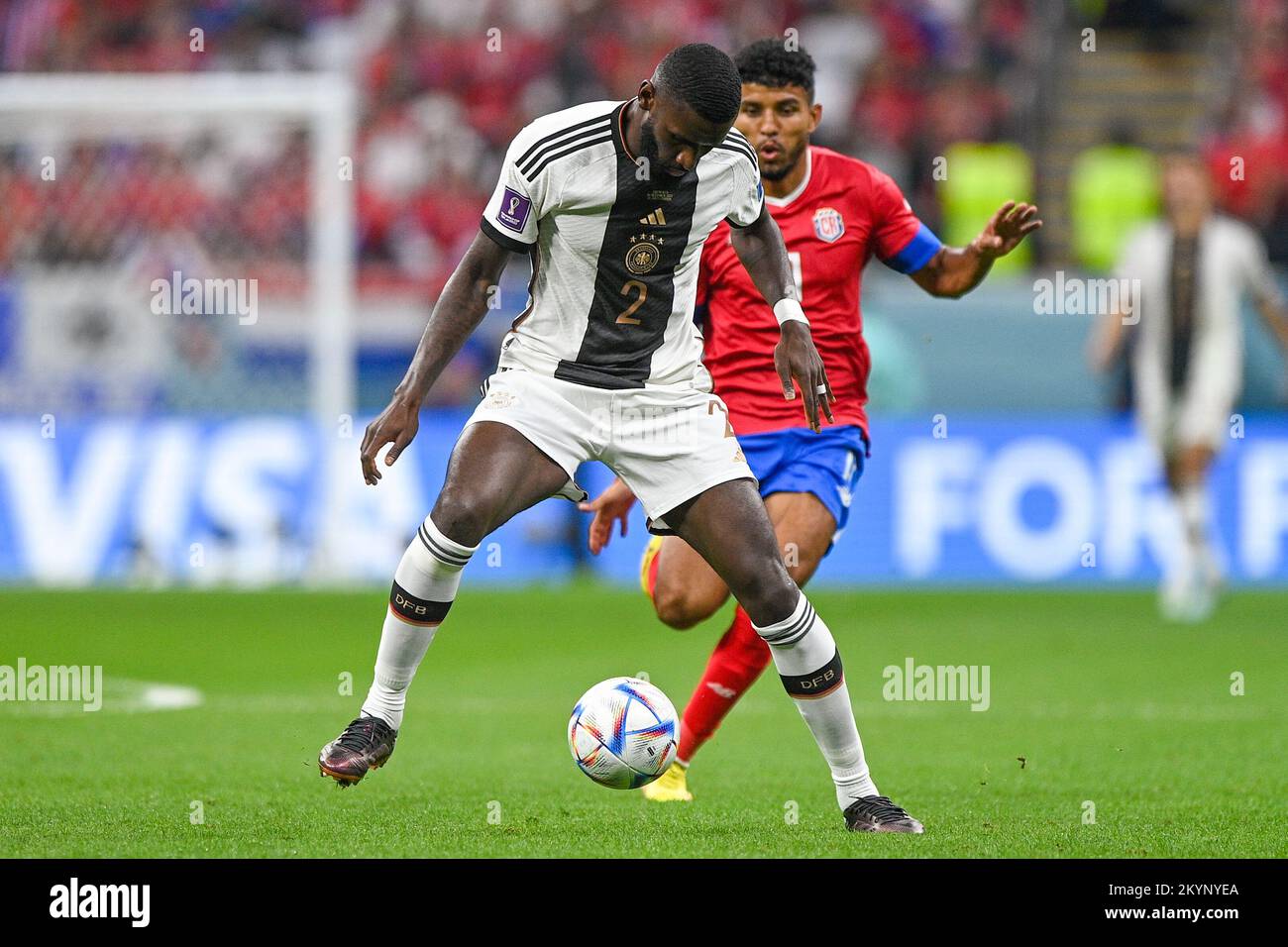 AL KHOR, QATAR - DECEMBER 1: Antonio Ruediger of Germany during the Group E - FIFA World Cup Qatar 2022 match between Costa Rica and Germany at the Al Bayt Stadium on December 1, 2022 in Al Khor, Qatar (Photo by Pablo Morano/BSR Agency) Stock Photo