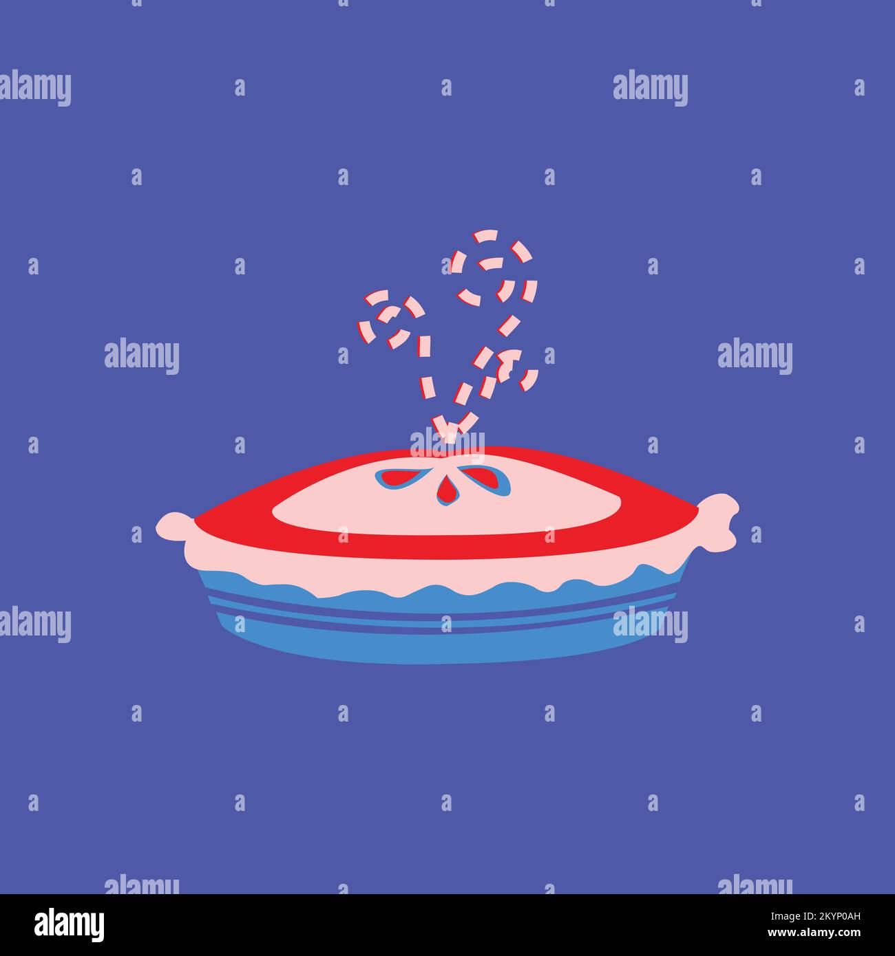 Strawberry cupcake vector Illustration with blue background Stock Vector