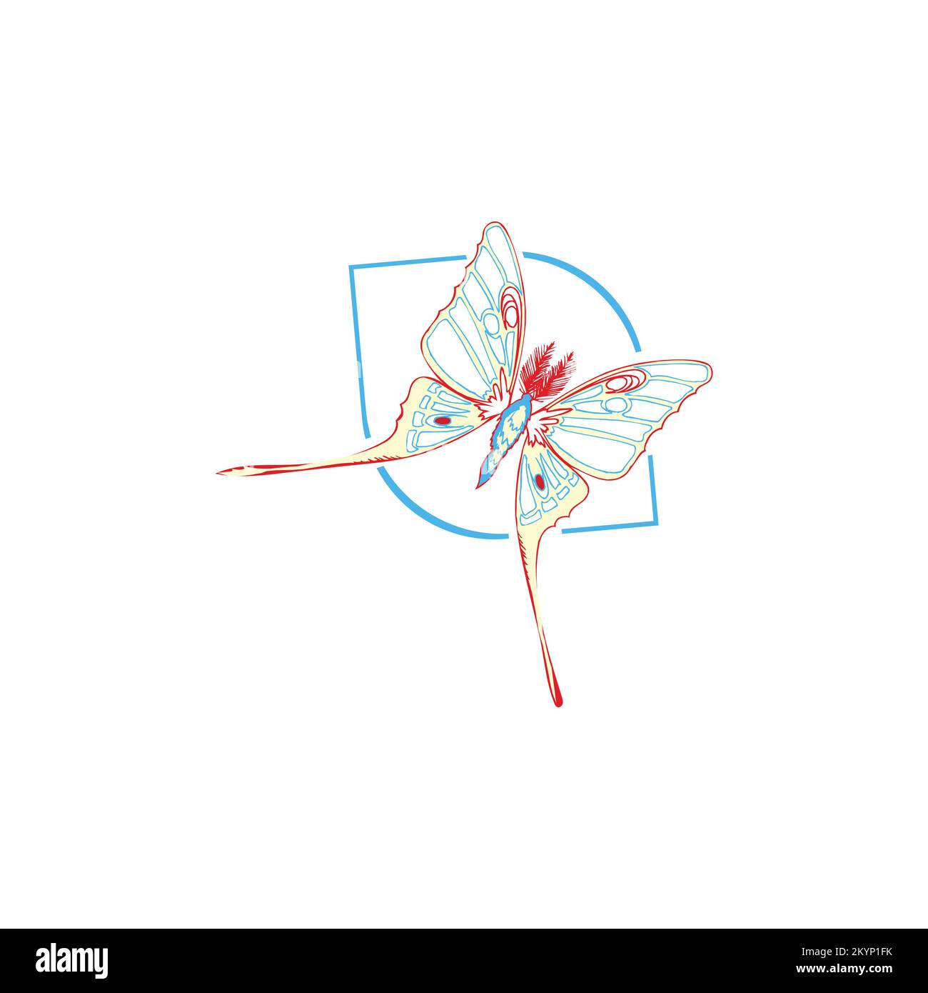 Colorful butterfly illustration on white background Stock Vector