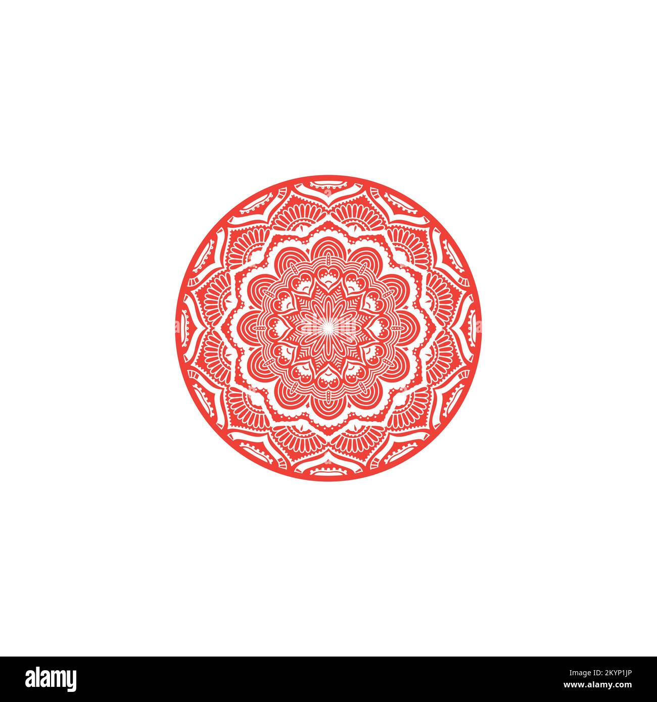 Ornamental red vintage mandala pattern on a white background Stock Vector