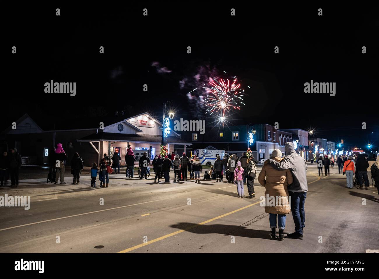 Fenelon Falls Santa Clause Parade Fireworks Stock Photo Alamy