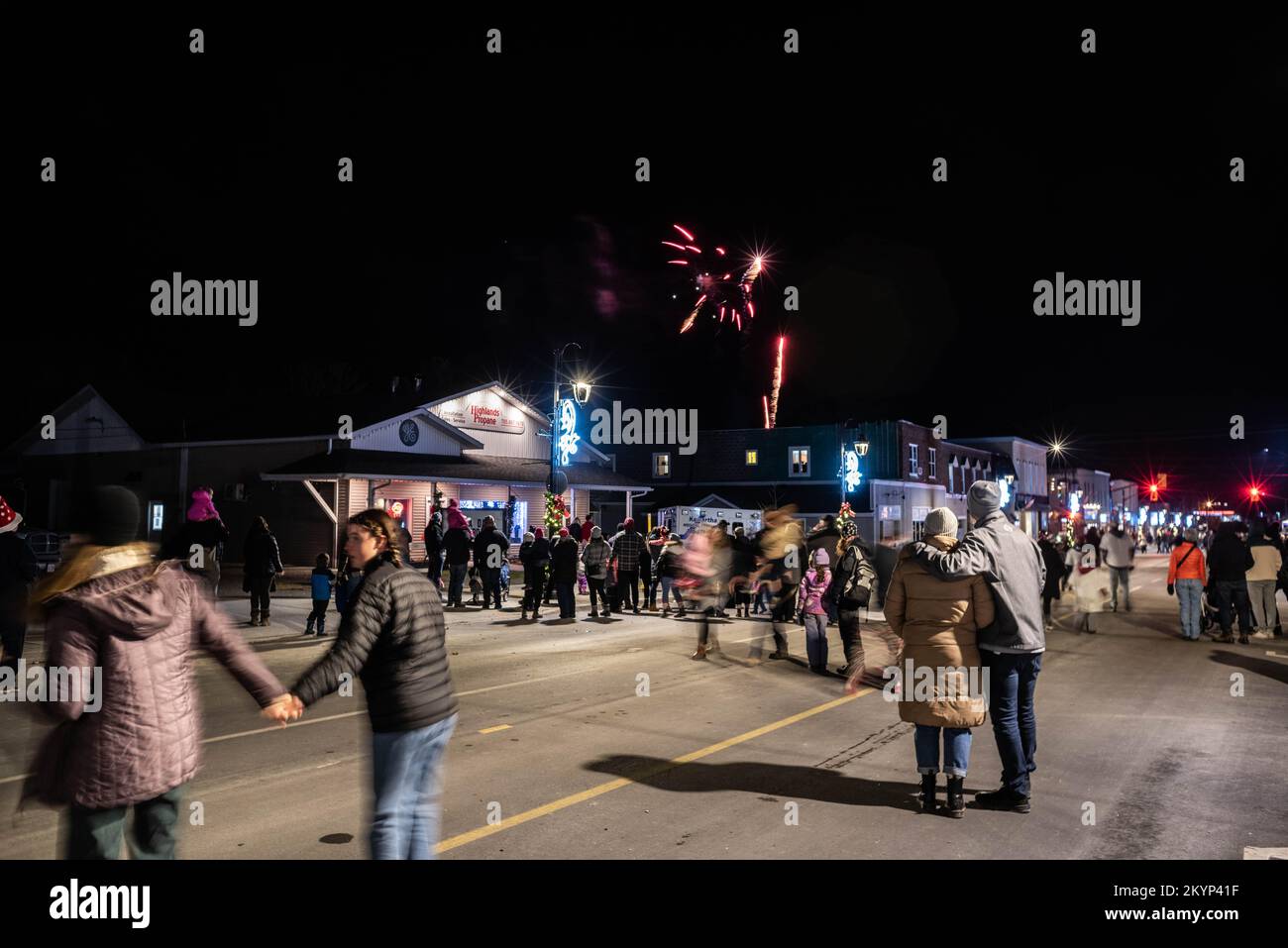 Fenelon Falls Santa Clause Parade Fireworks Stock Photo Alamy