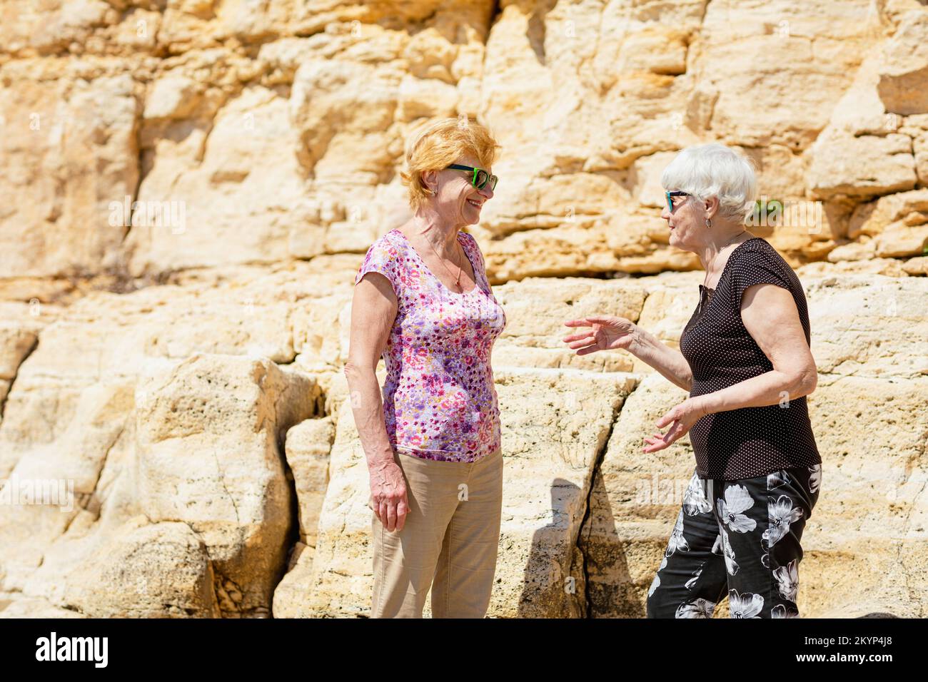 Elderly women are happy to communicate Stock Photo