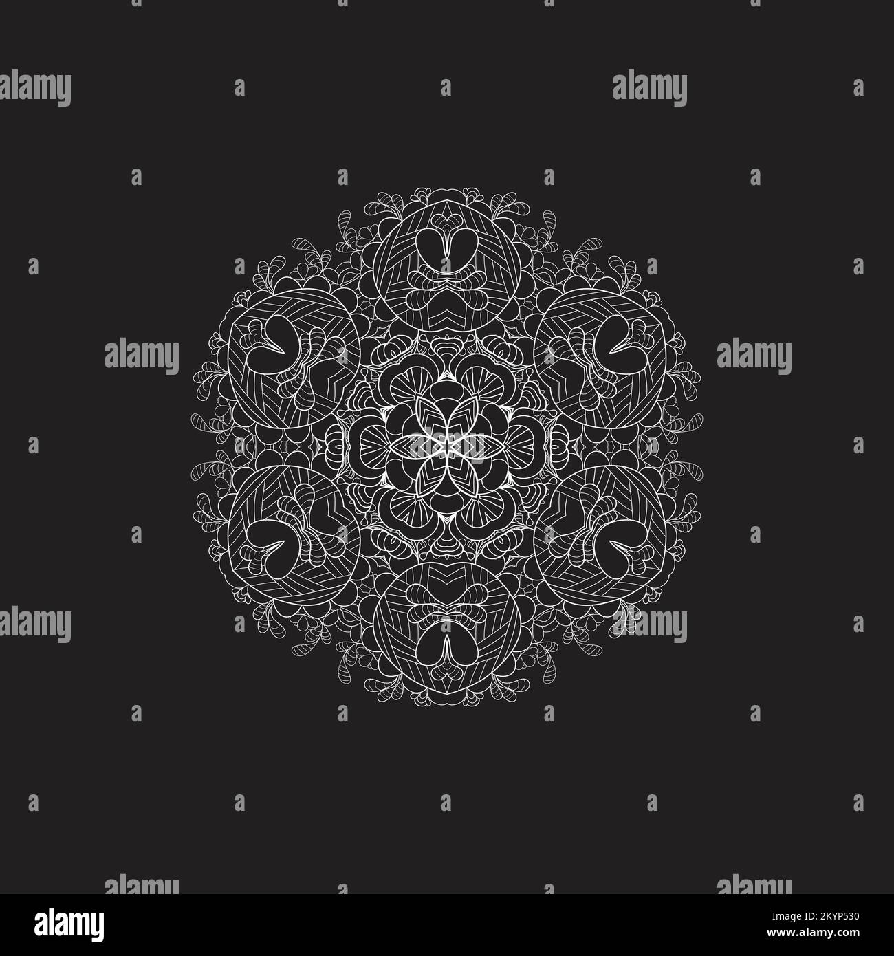Outline a White Mandala vector pattern with black background Stock ...