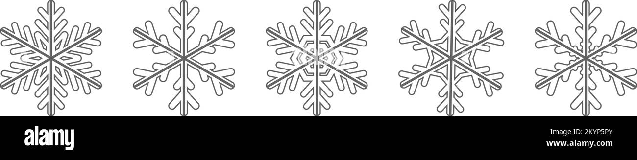 Thinline snowflake silhouette icon. Snow flake stencil blueprint Stock ...