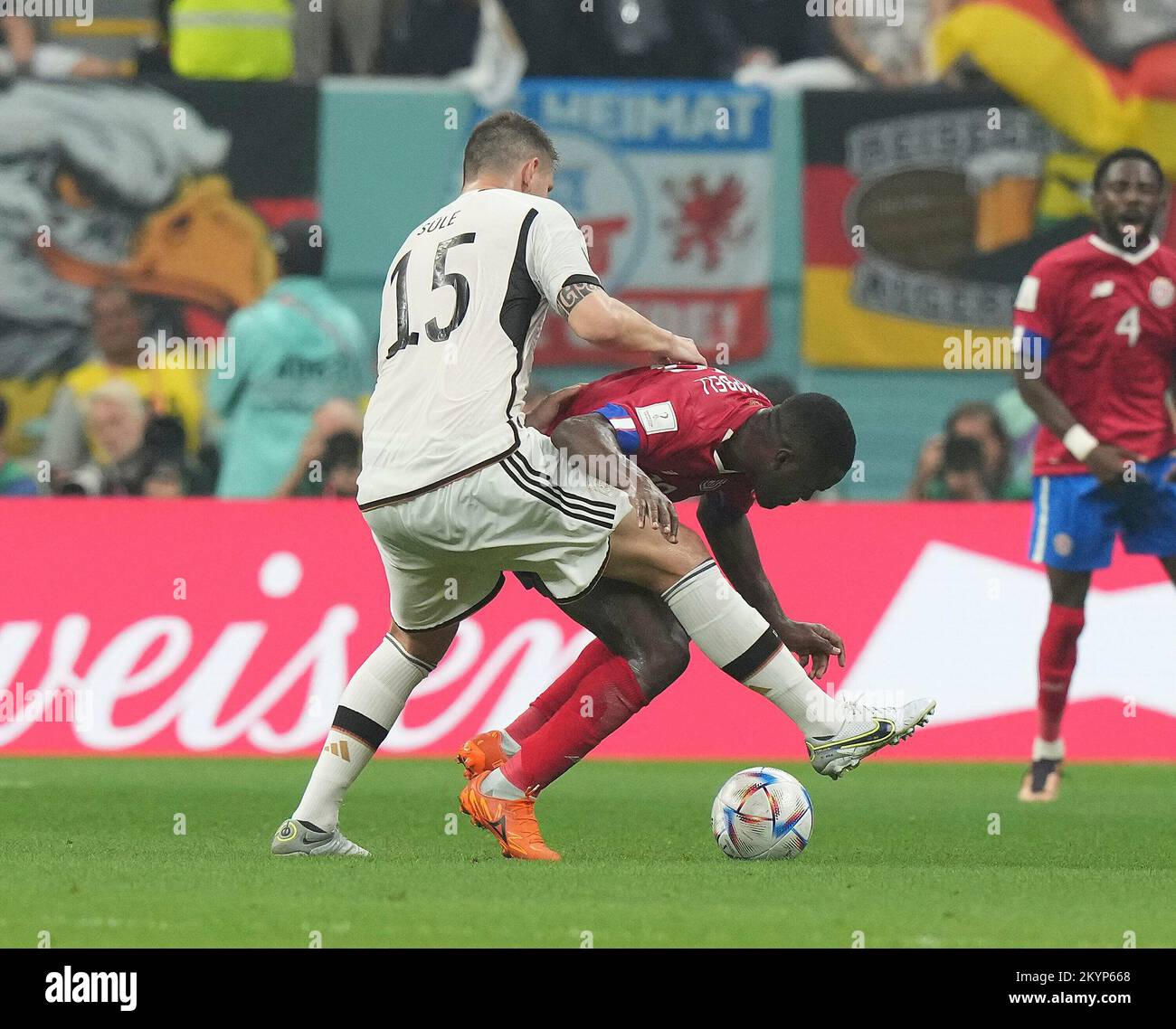 December 1st, 2022, Al Bayt Stadium, Doha, QAT, World Cup FIFA 2022, Group E, Costa Rica vs Germany, in the picture Germany's defender Niklas Suele, Costa Rica's forward Joel Campbell Stock Photo