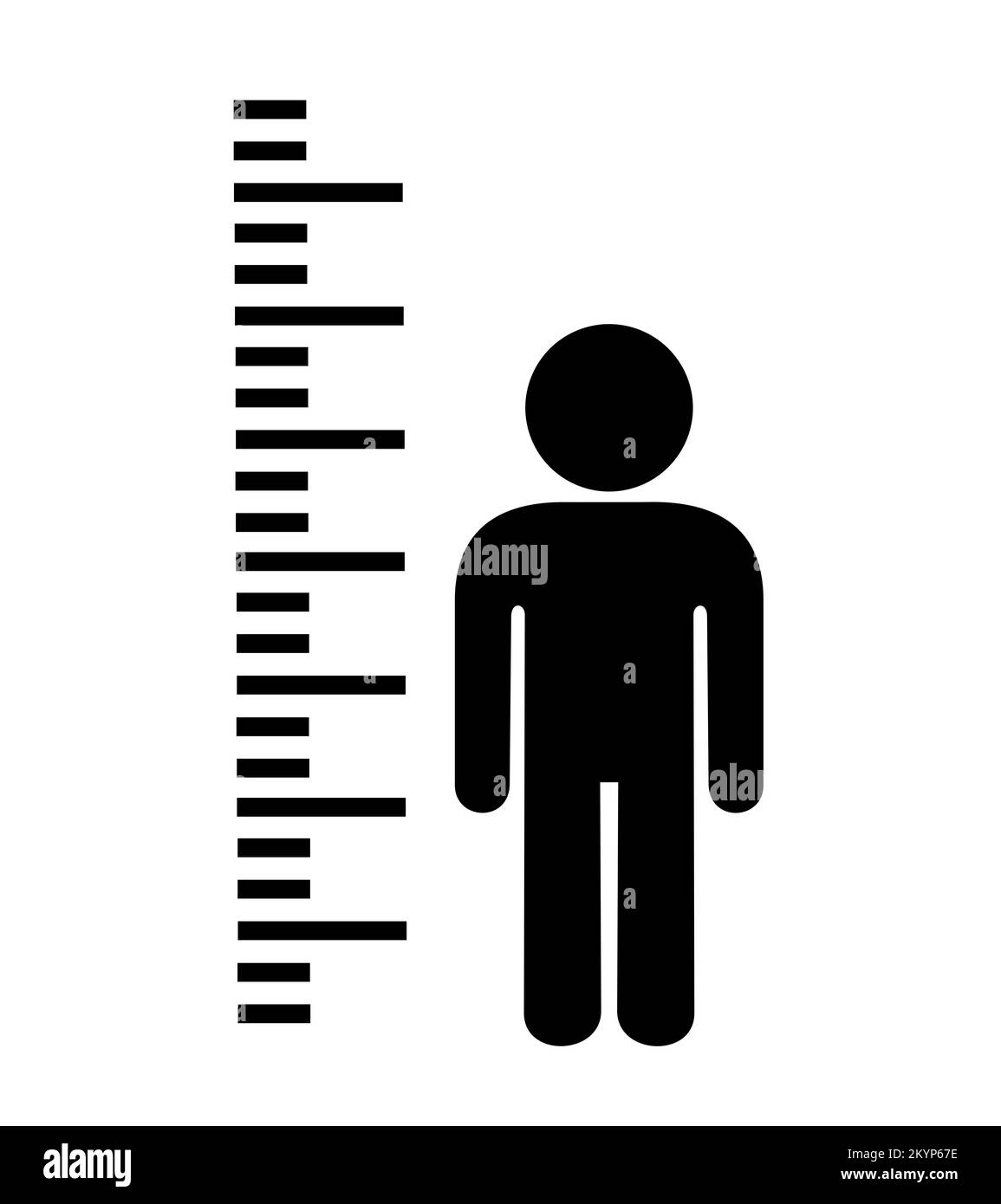 Body height - meter and gauge to measure physical height of person, human and man. Being tall or short. Vector illustration isolated on white. Stock Photo