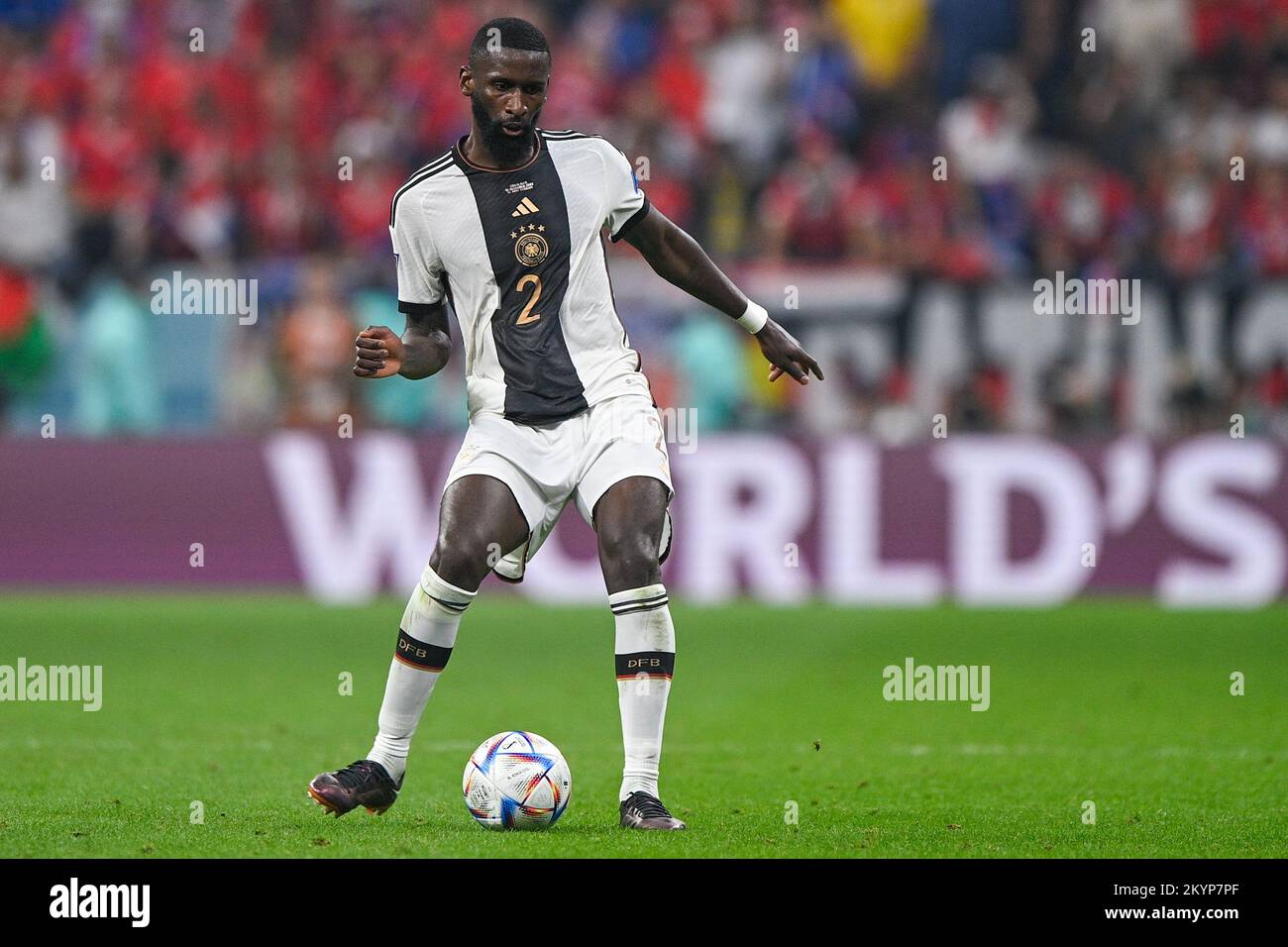 AL KHOR, QATAR - DECEMBER 1: Antonio Ruediger of Germany passes the ball during the Group E - FIFA World Cup Qatar 2022 match between Costa Rica and Germany at the Al Bayt Stadium on December 1, 2022 in Al Khor, Qatar (Photo by Pablo Morano/BSR Agency) Stock Photo