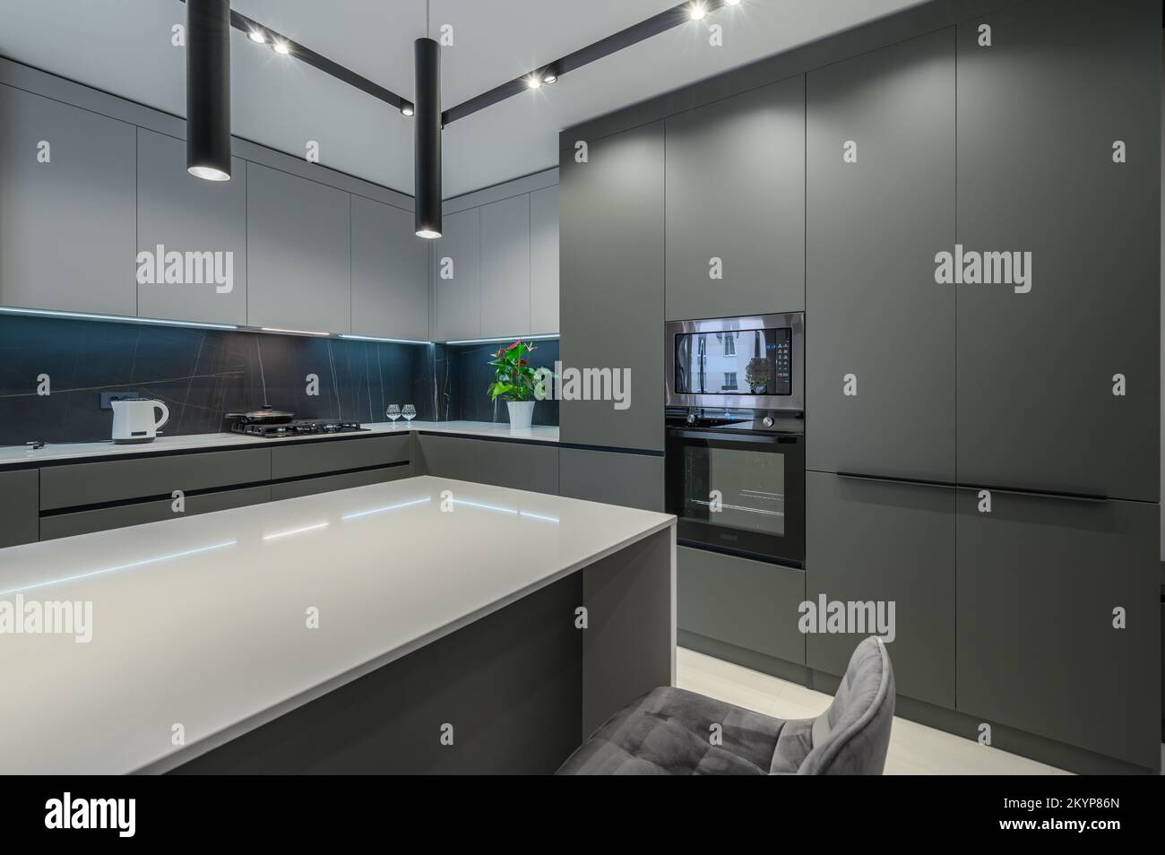 Luxury dining room and kitchen in studio apartment Stock Photo Alamy