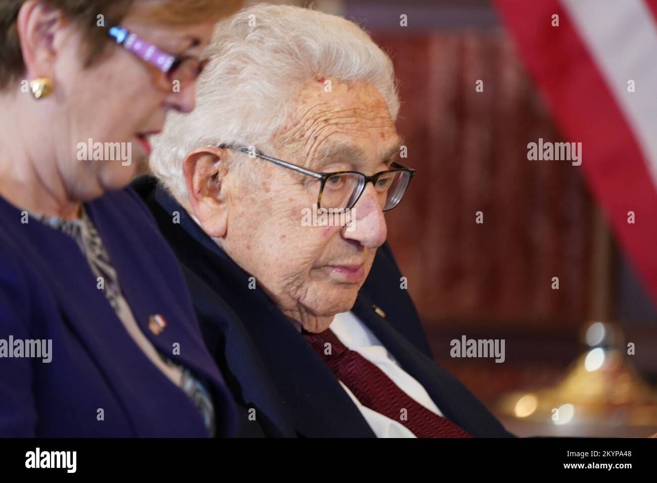 Washington, United States. 01st Dec, 2022. Former United States Secretary of State Henry A. Kissinger attends a luncheon hosted by US Secretary of State Antony Blinken honoring President Emmanuel Macron and Brigitte Macron of France at the Department of State in Washington, DC on Thursday, December 1, 2022. Photo by Leigh Vogel/UPI Credit: UPI/Alamy Live News Stock Photo