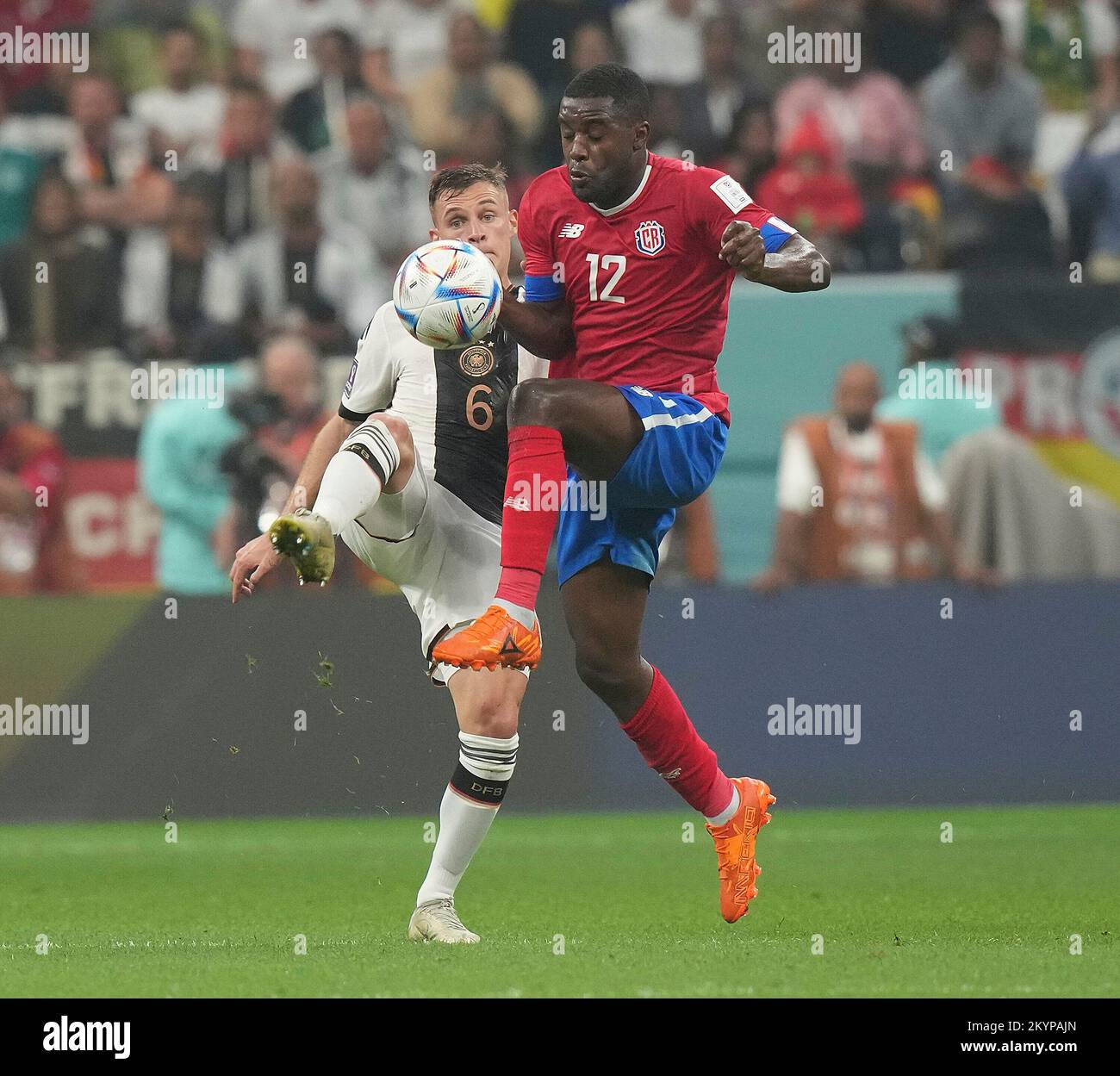 December 1st, 2022, Al Bayt Stadium, Doha, QAT, World Cup FIFA 2022, Group E, Costa Rica vs Germany, in the picture Germany's midfielder Joshua Kimmich, Costa Rica's forward Joel Campbell Stock Photo