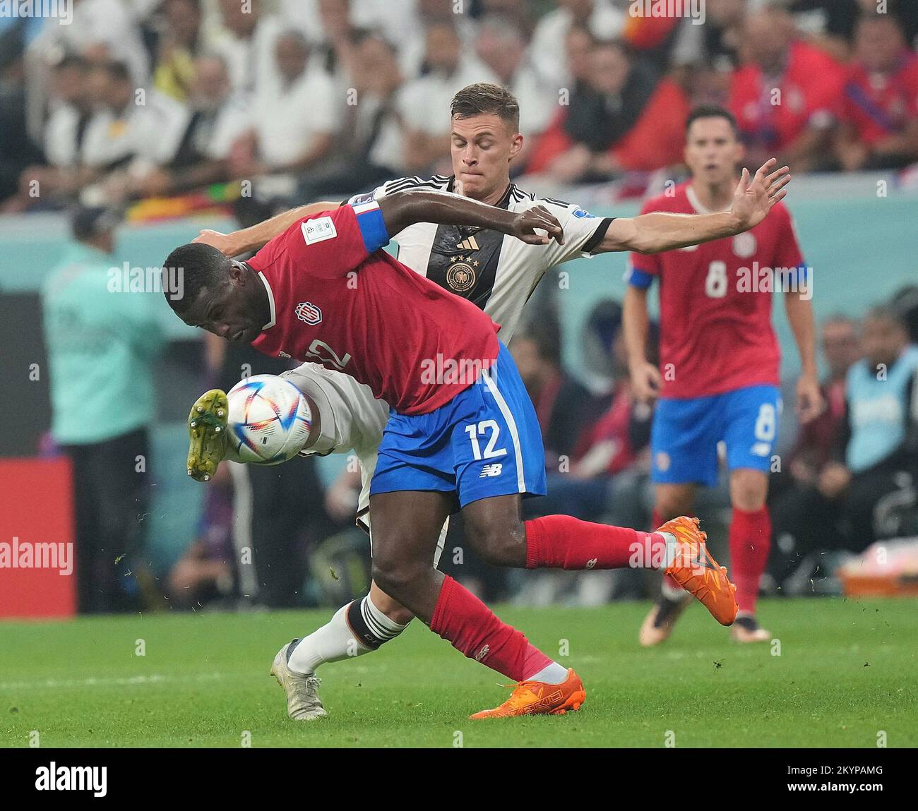 December 1st, 2022, Al Bayt Stadium, Doha, QAT, World Cup FIFA 2022, Group E, Costa Rica vs Germany, in the picture Germany's midfielder Joshua Kimmich, Costa Rica's forward Joel Campbell Stock Photo