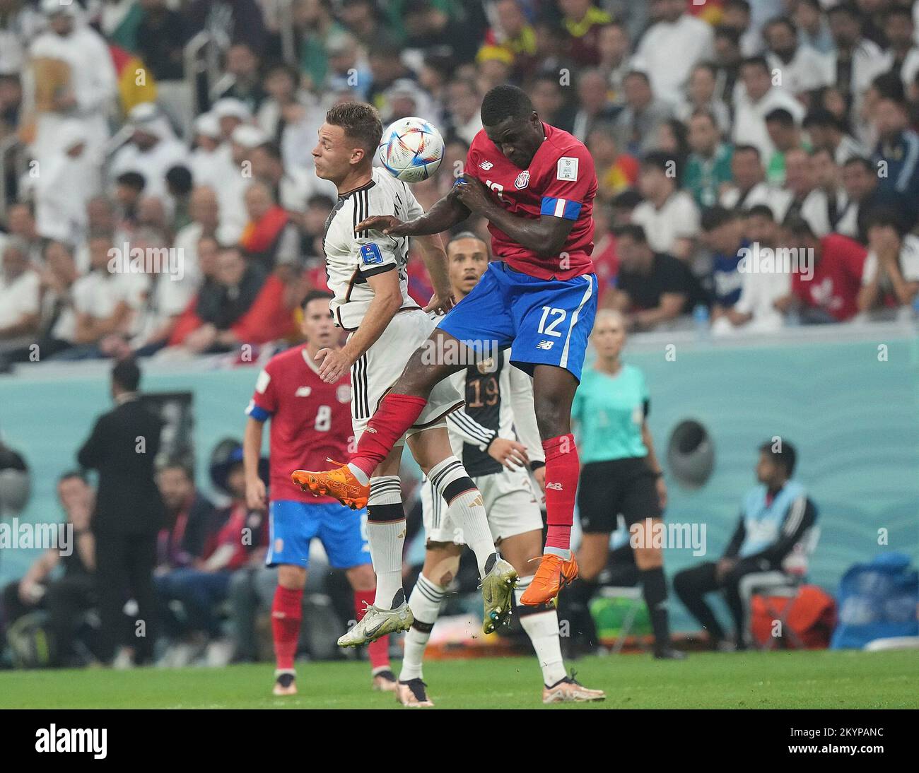 December 1st, 2022, Al Bayt Stadium, Doha, QAT, World Cup FIFA 2022, Group E, Costa Rica vs Germany, in the picture Germany's midfielder Joshua Kimmich, Costa Rica's forward Joel Campbell Stock Photo