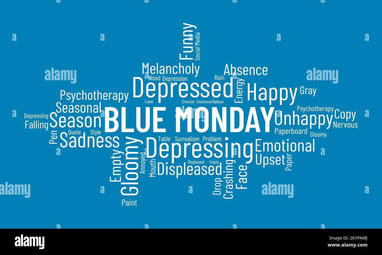 Blue Monday world cloud background. Mental Health awareness Vector