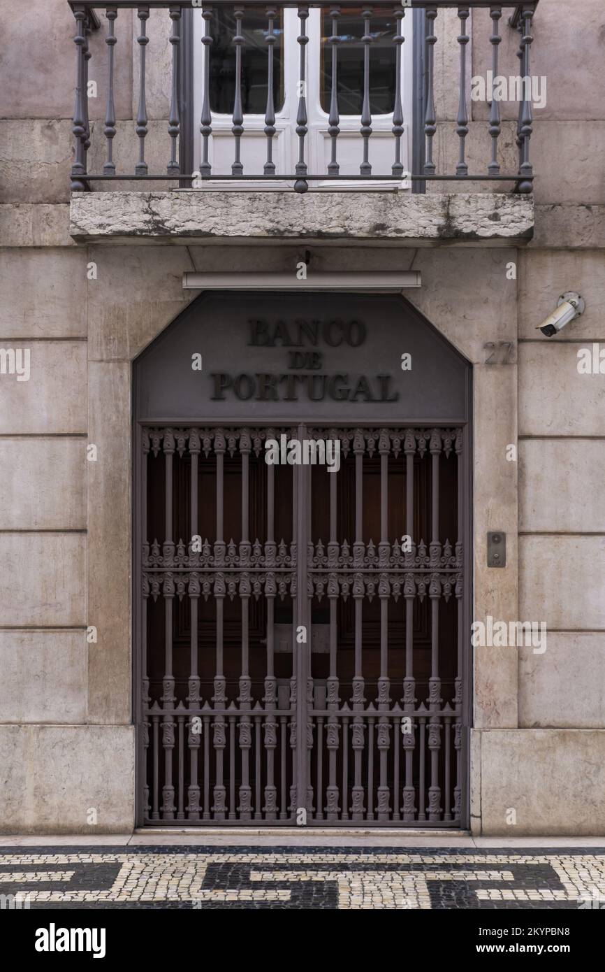 Closed metal entrance to the ancient Portuguese bank Stock Photo Alamy