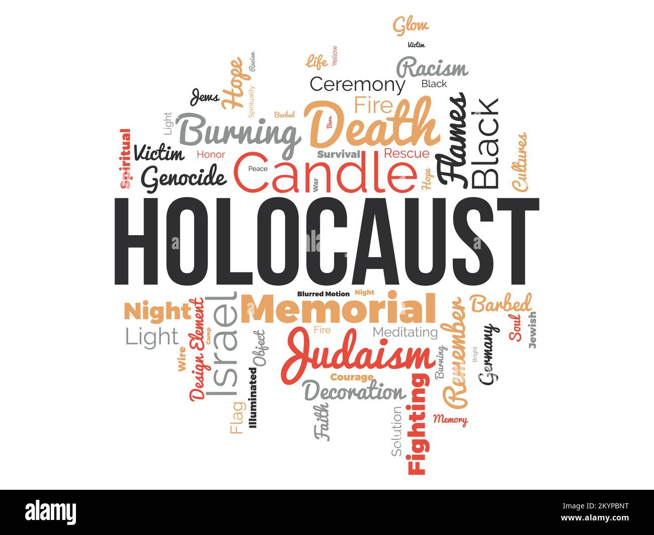 Holocaust world cloud background. Jewish awareness Vector illustration design concept. Stock Vector