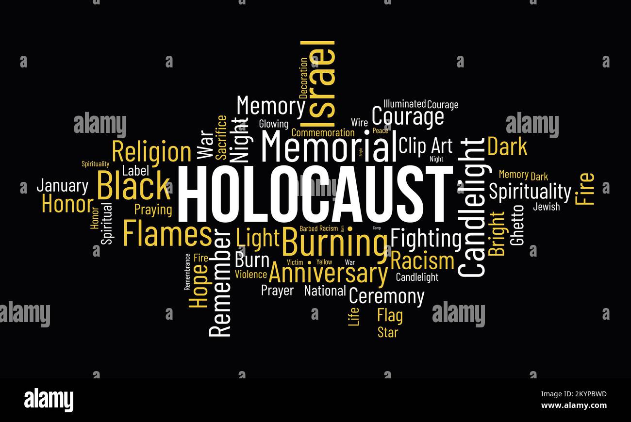 Holocaust world cloud background. Jewish awareness Vector illustration design concept. Stock Vector