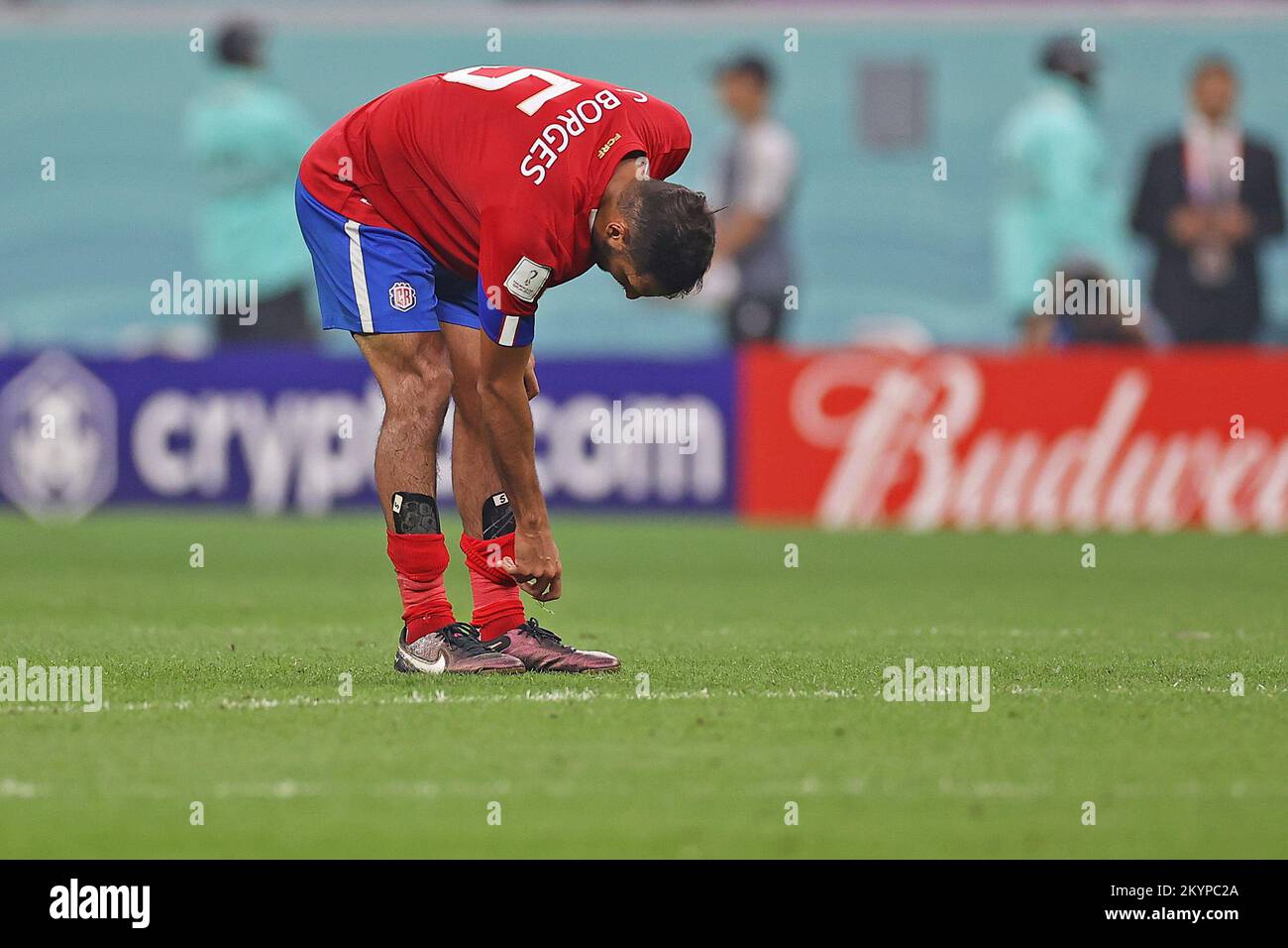 1st December 2022; Al Bayt Stadium, Al Khor, Qatar; FIFA World Cup Football, Costa Rica versus Germany; Celso Borges of Costa Rica dejected at final whistle as Germany wins 2-4 Stock Photo