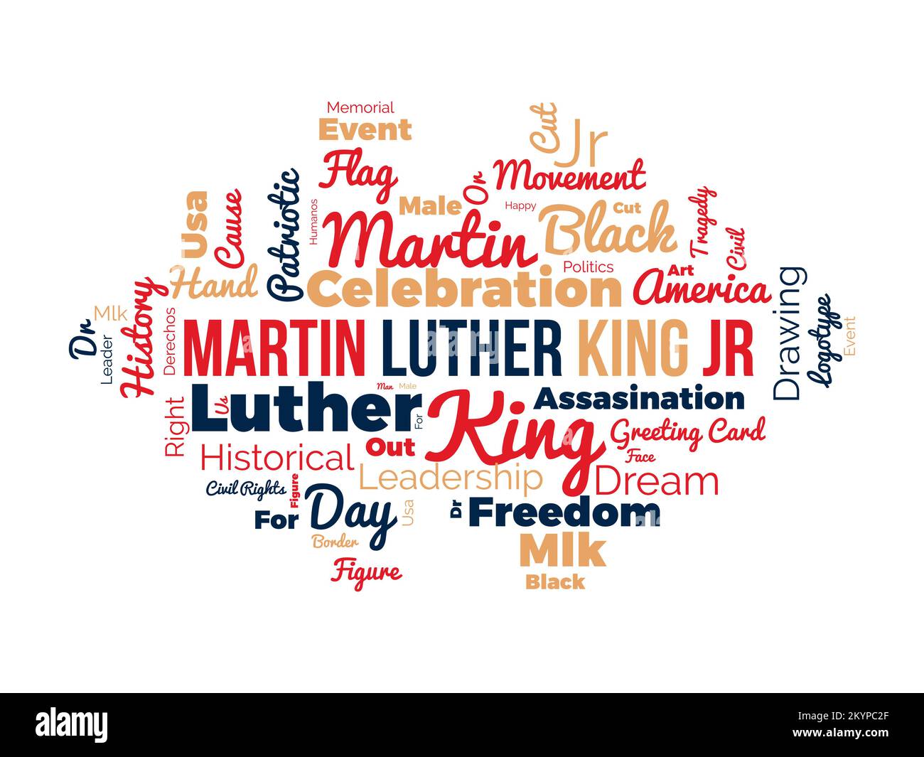 Martin Luther King Jr. word cloud background. Federal awareness Vector illustration design concept. Stock Vector