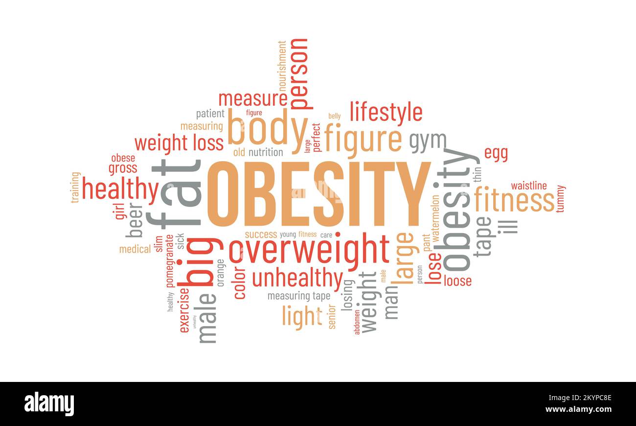 Obesity word cloud background. Health awareness Vector illustration