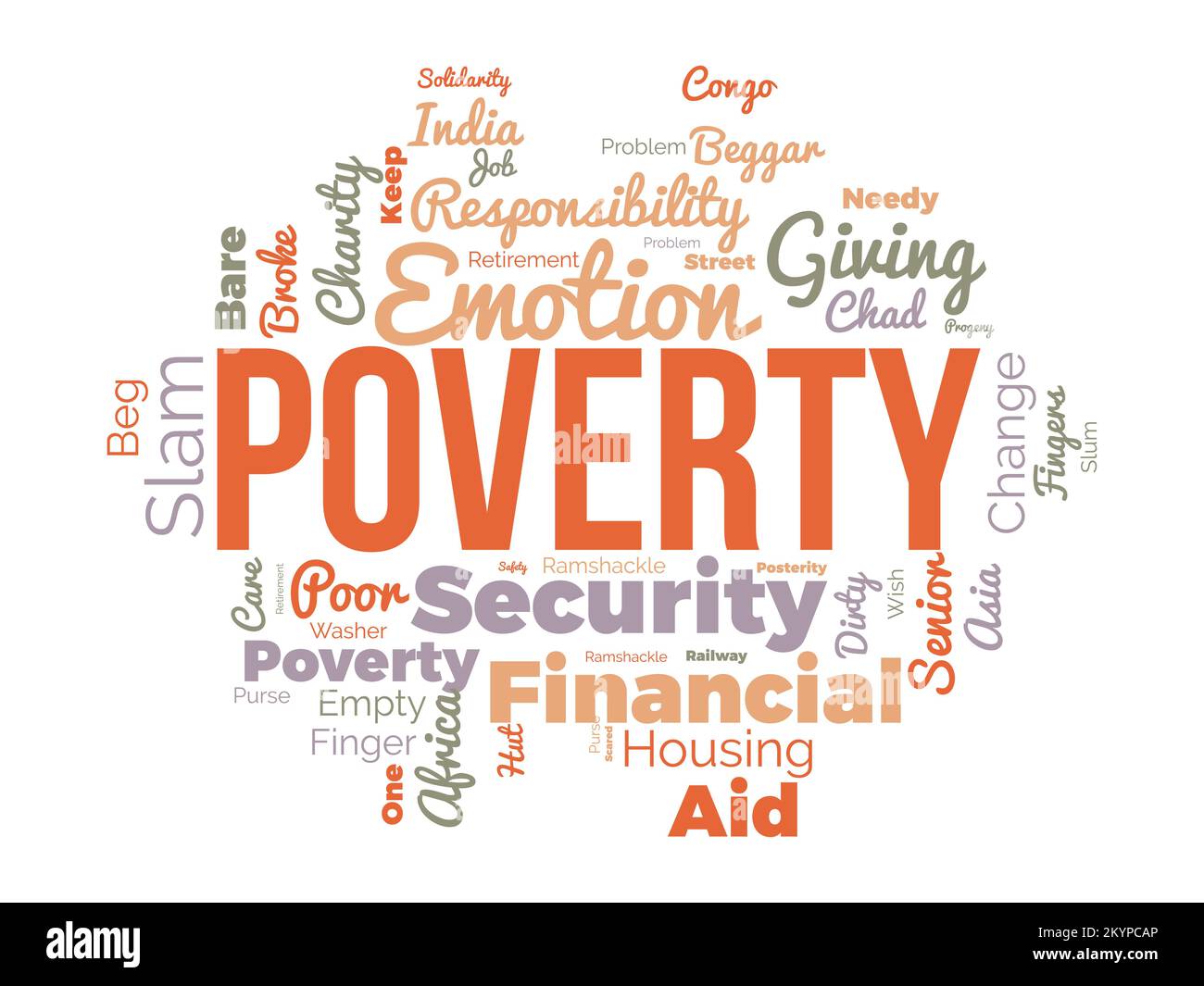 Poverty word cloud background. Educational awareness Vector illustration design concept. Stock Vector