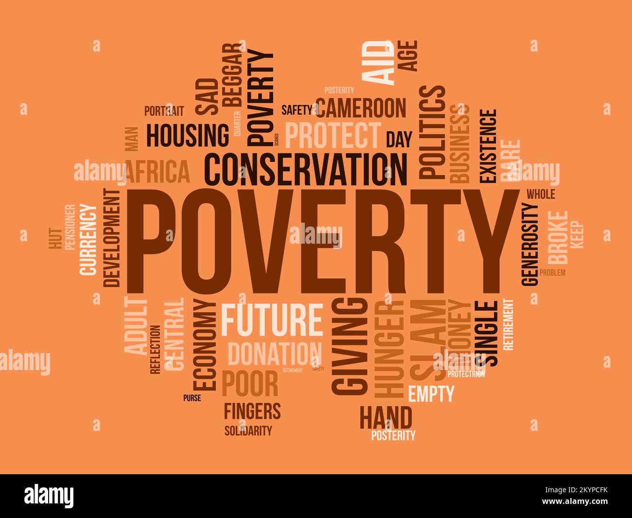 Poverty word cloud background. Educational awareness Vector illustration design concept. Stock Vector