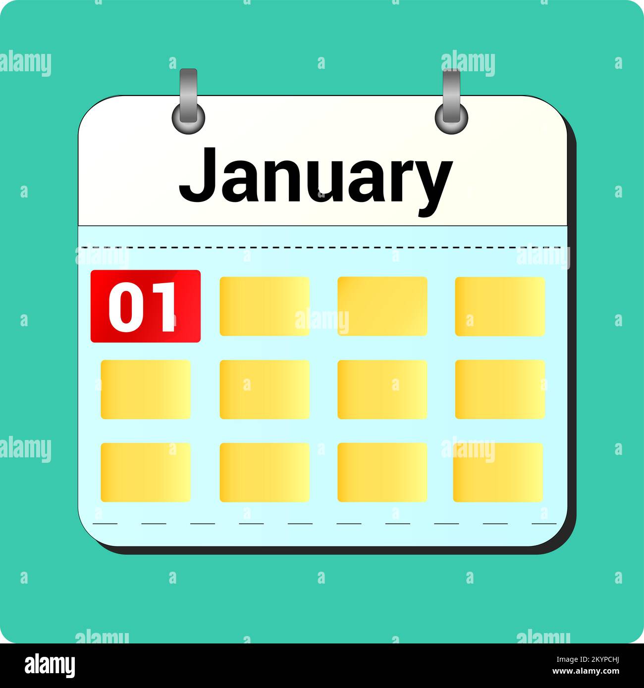 calendar vector drawing, date January 1 on the page Stock Vector