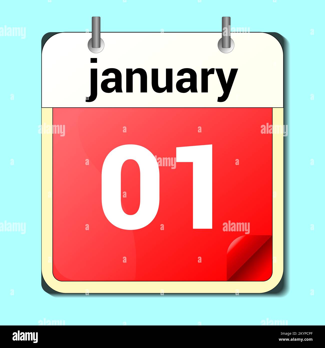 day on the calendar, vector image format, january 01 Stock Vector