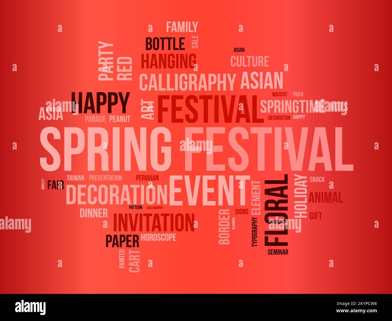Spring Festival word cloud background. Cultural awareness Vector