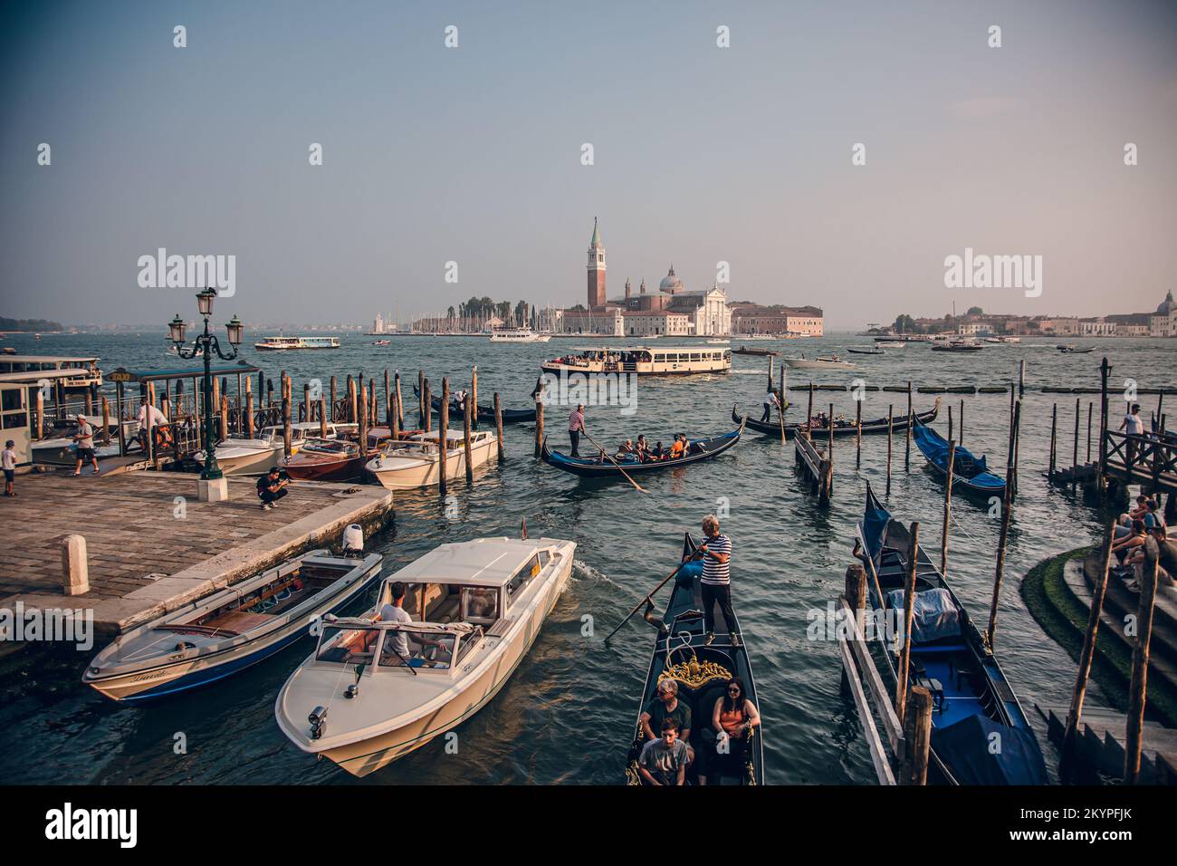 Image of Venice with its gondolas and its tourists enjoying the beauty ...
