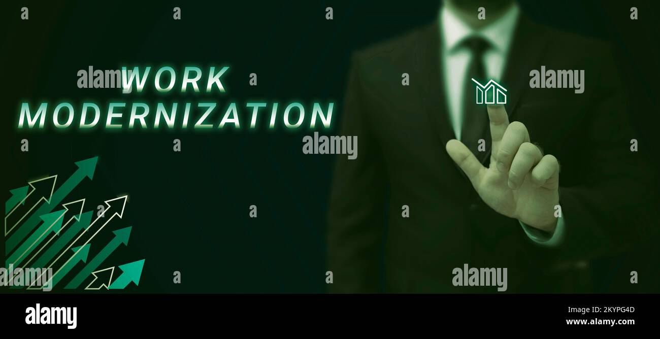 Modern Sign Work Work Rework Hand writing sign Work Modernization. Business showcase changing ...