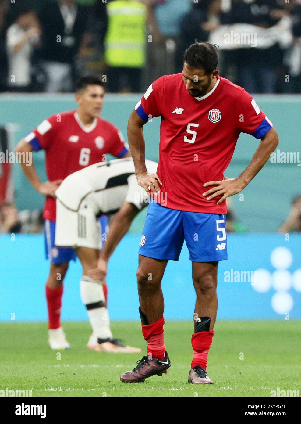 Al Khor, Qatar. 1st Dec, 2022. Celso Borges of Costa Rica reacts after the Group E match between Costa Rica and Germany at the 2022 FIFA World Cup at Al Bayt Stadium in Al Khor, Qatar, Dec. 1, 2022. Credit: Lan Hongguang/Xinhua/Alamy Live News Stock Photo