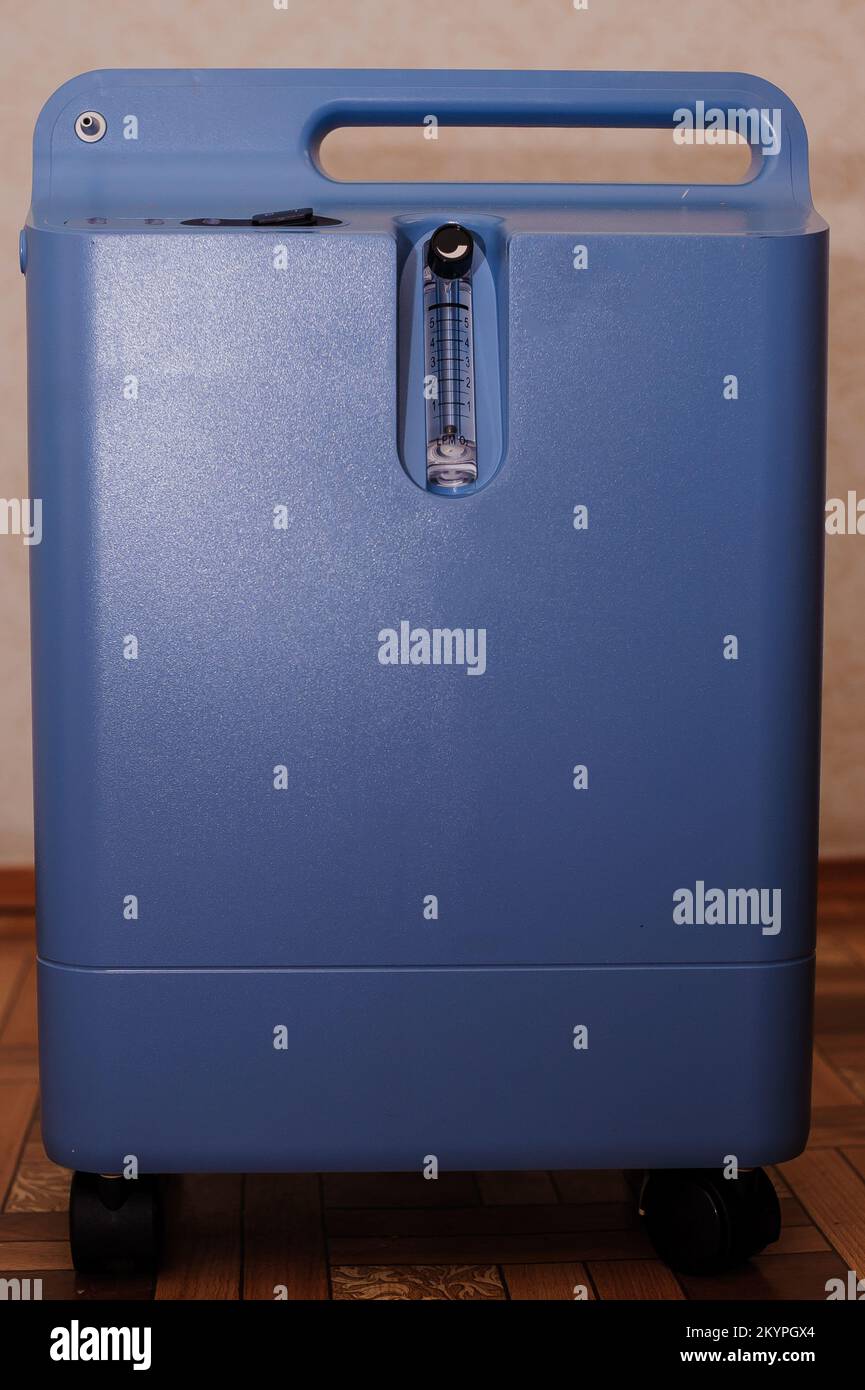 Oxygen concentrator. Oxygen generator. Medical equipment oxygen apparatus for breathing Stock