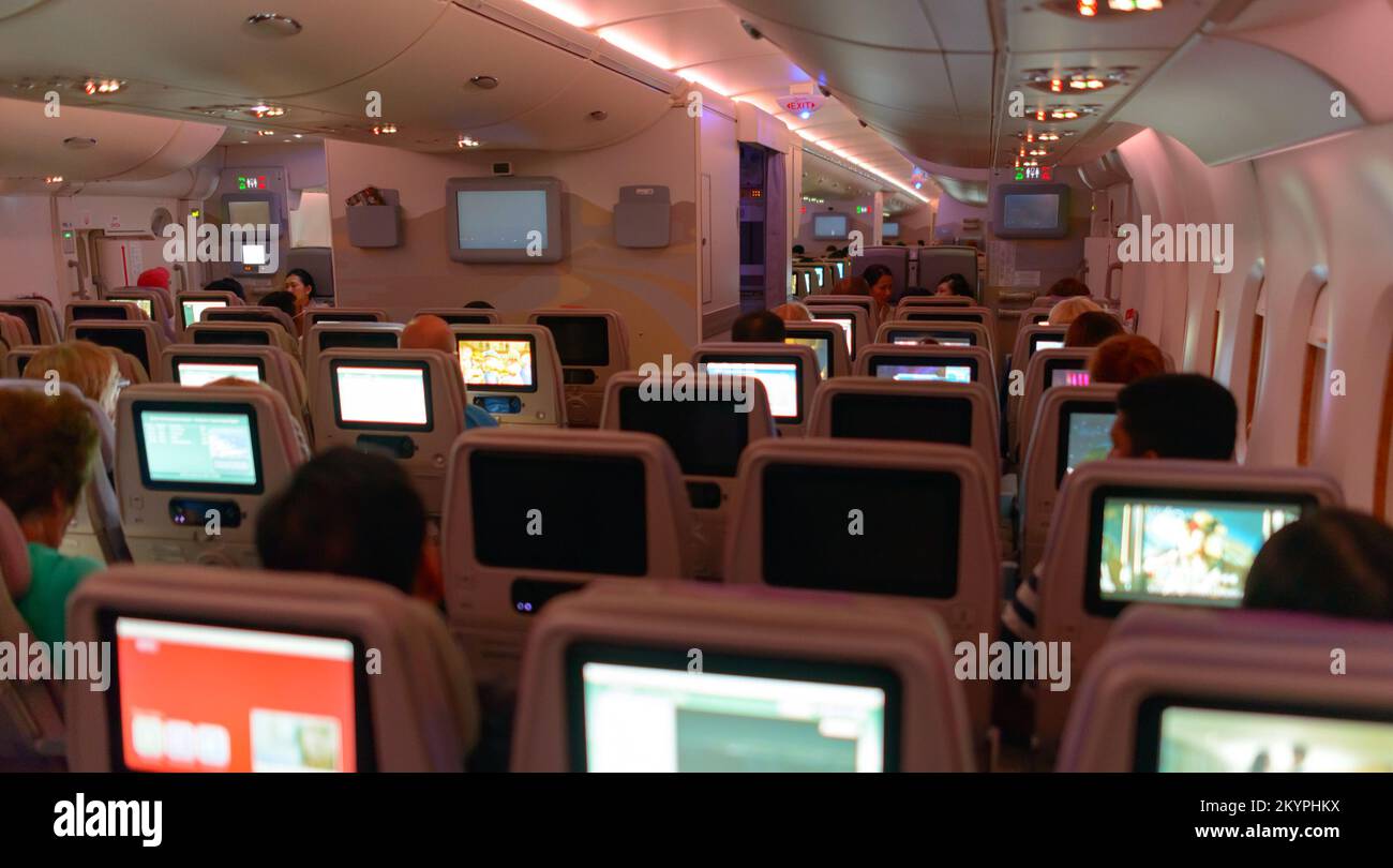 Emirates a380 economy class hires stock photography and images Alamy