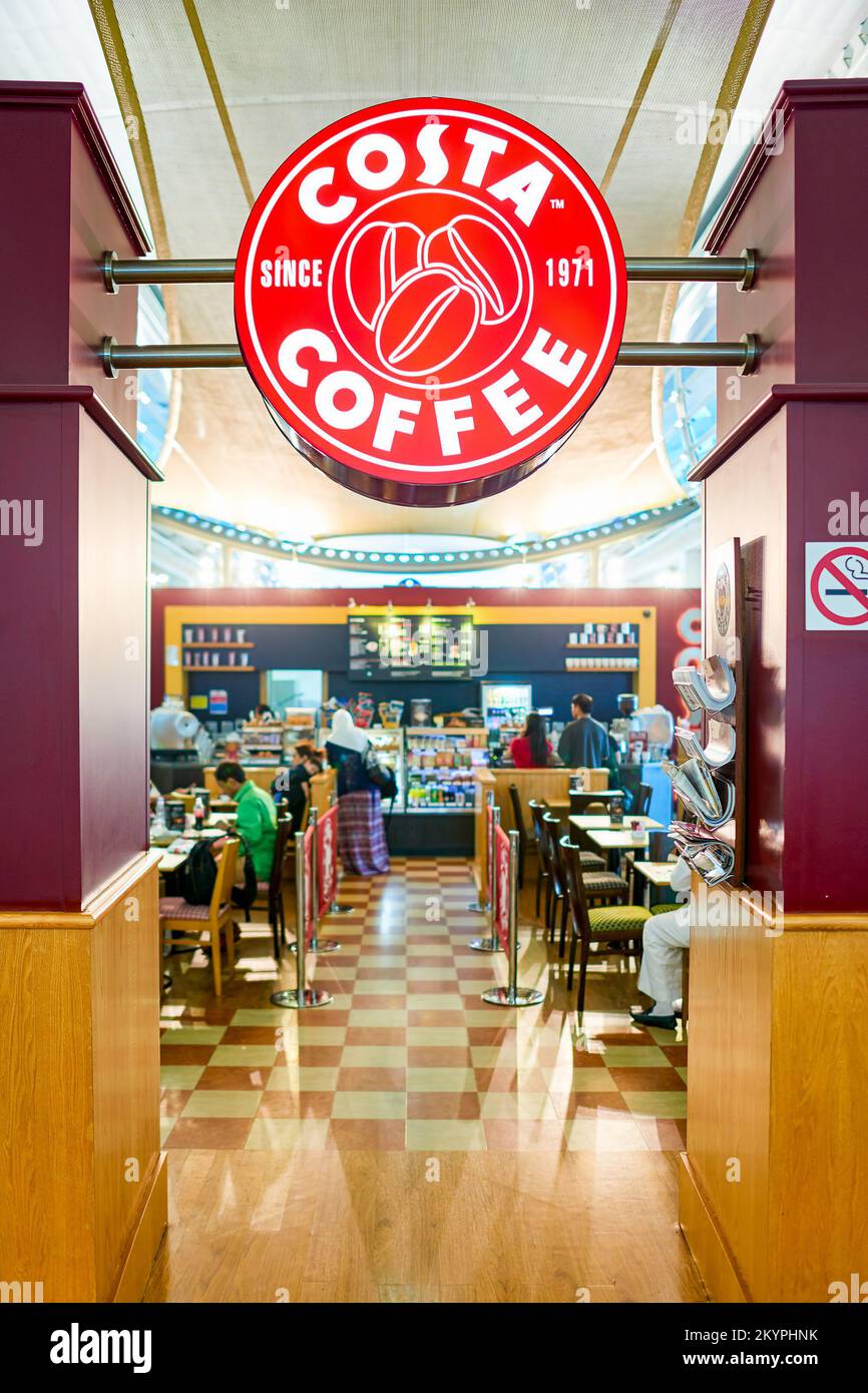 DUBAI, UAE APRIL 18, 2014 Costa Coffee in the Airport. Costa Coffee