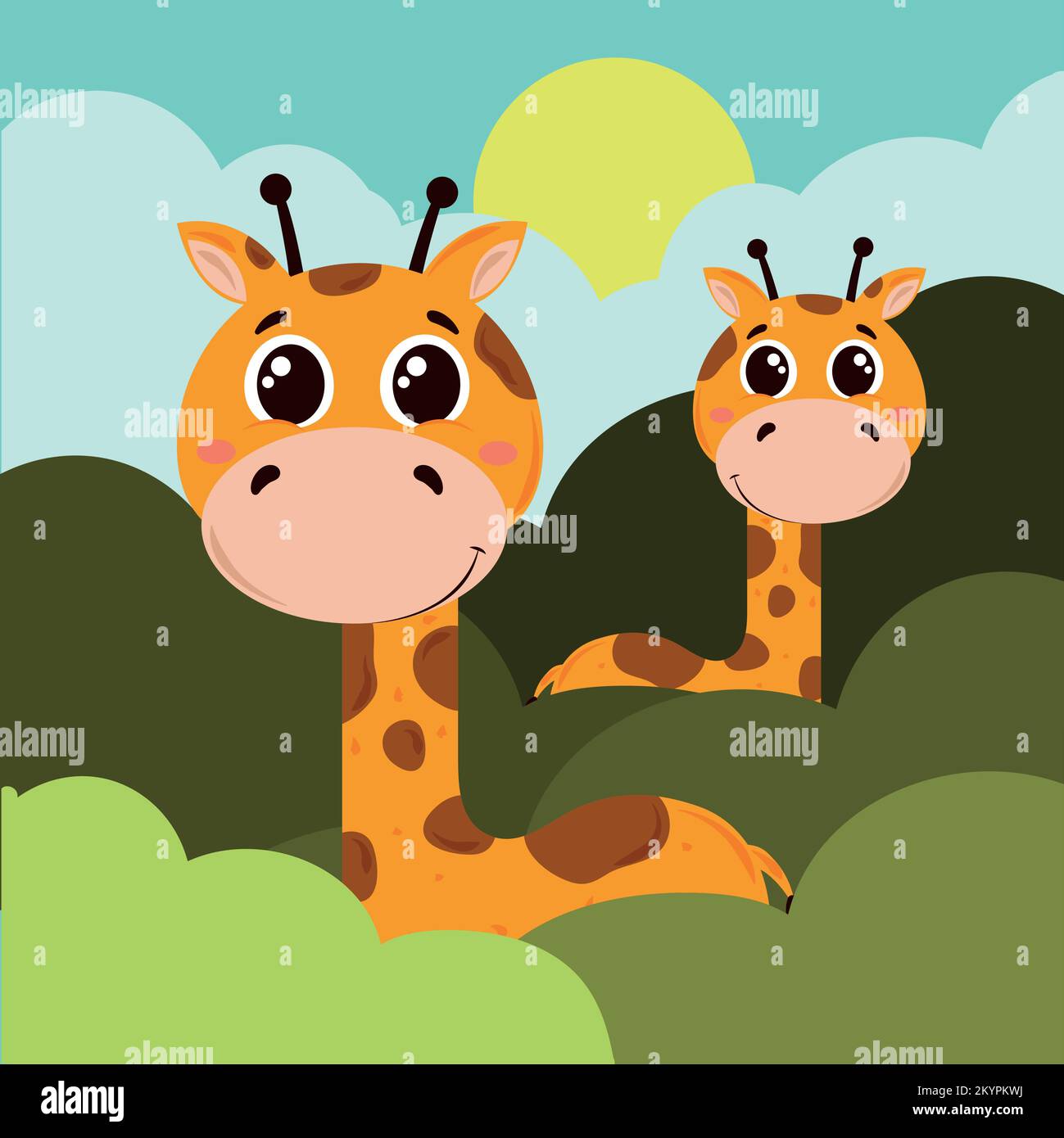 cute giraffes in the forest Stock Vector Image & Art - Alamy