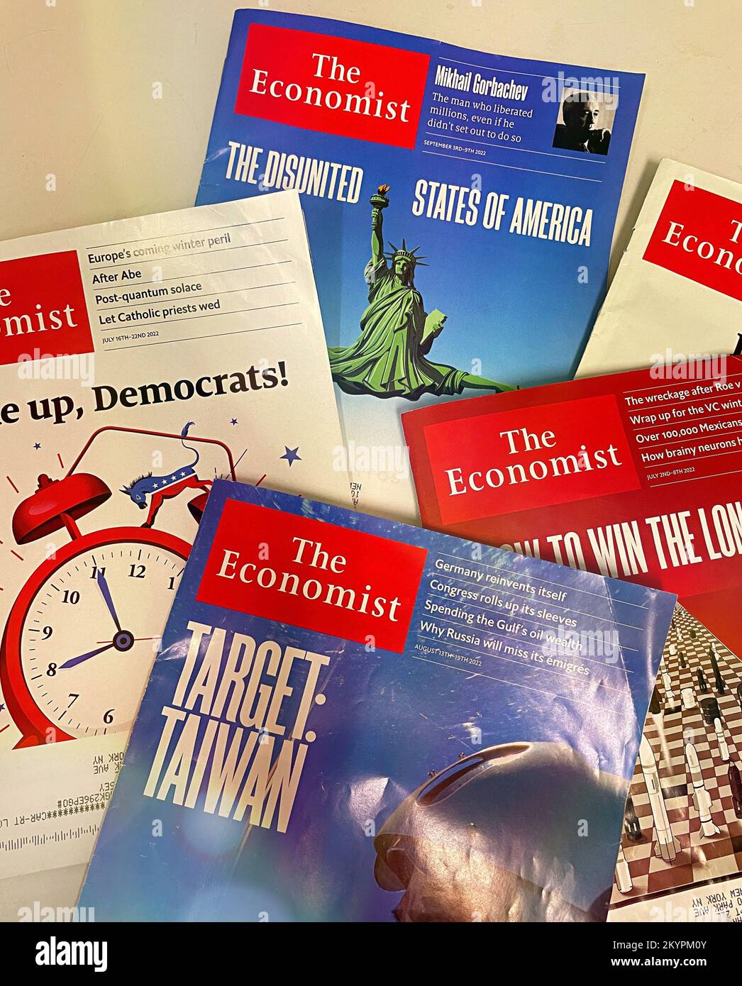 The Economist is and internationally weekly newspaper printed in magazine format. Stock Photo