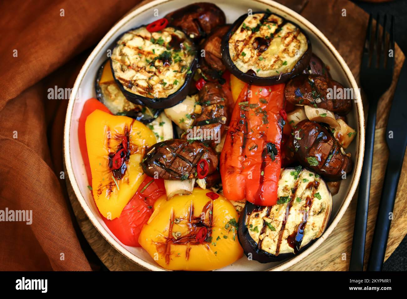 Grilled vegetables on a plate. Healthy food. Stock Photo