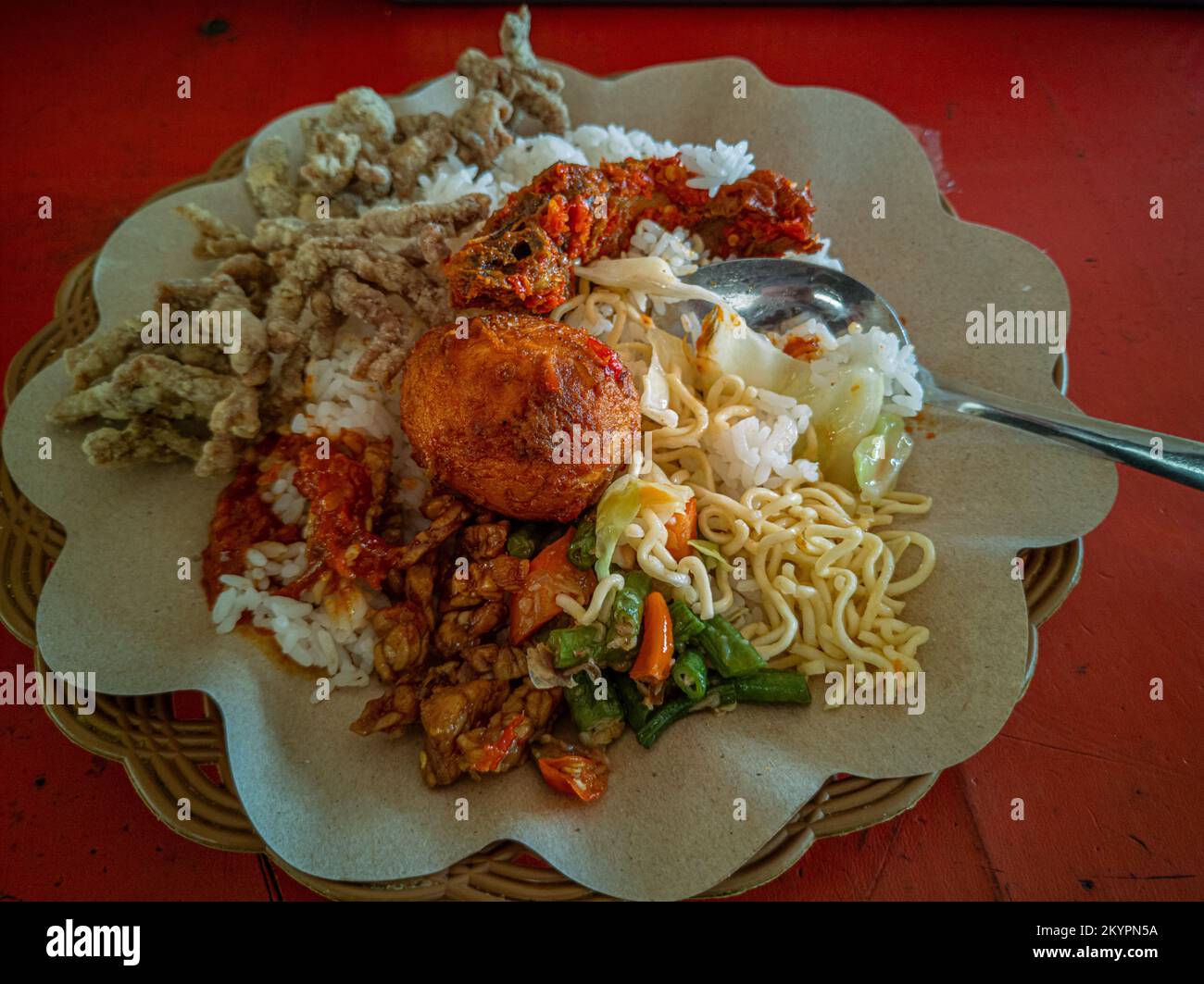 Mixed rice. A popular Indonesian specialty rice meal with various side