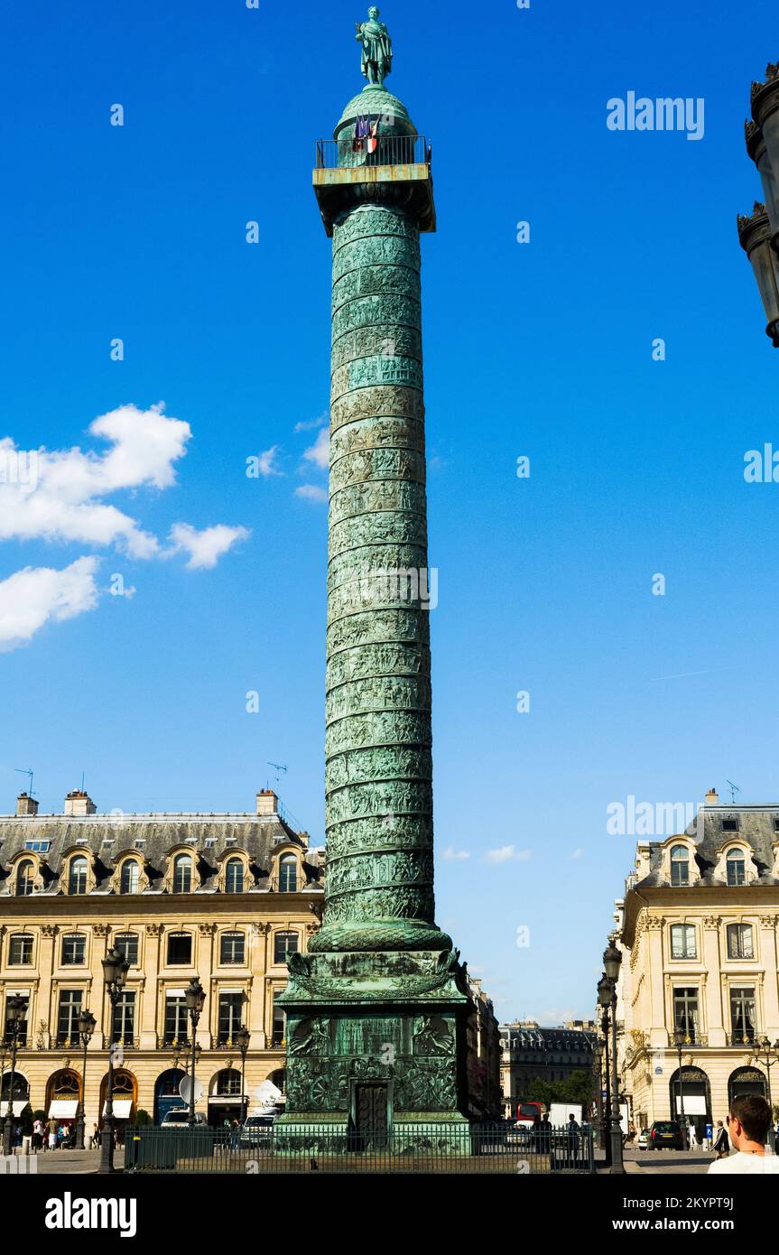 Napoleons column celebrating the victory at Austerlitz, Place Vendôme, Paris Stock Photo